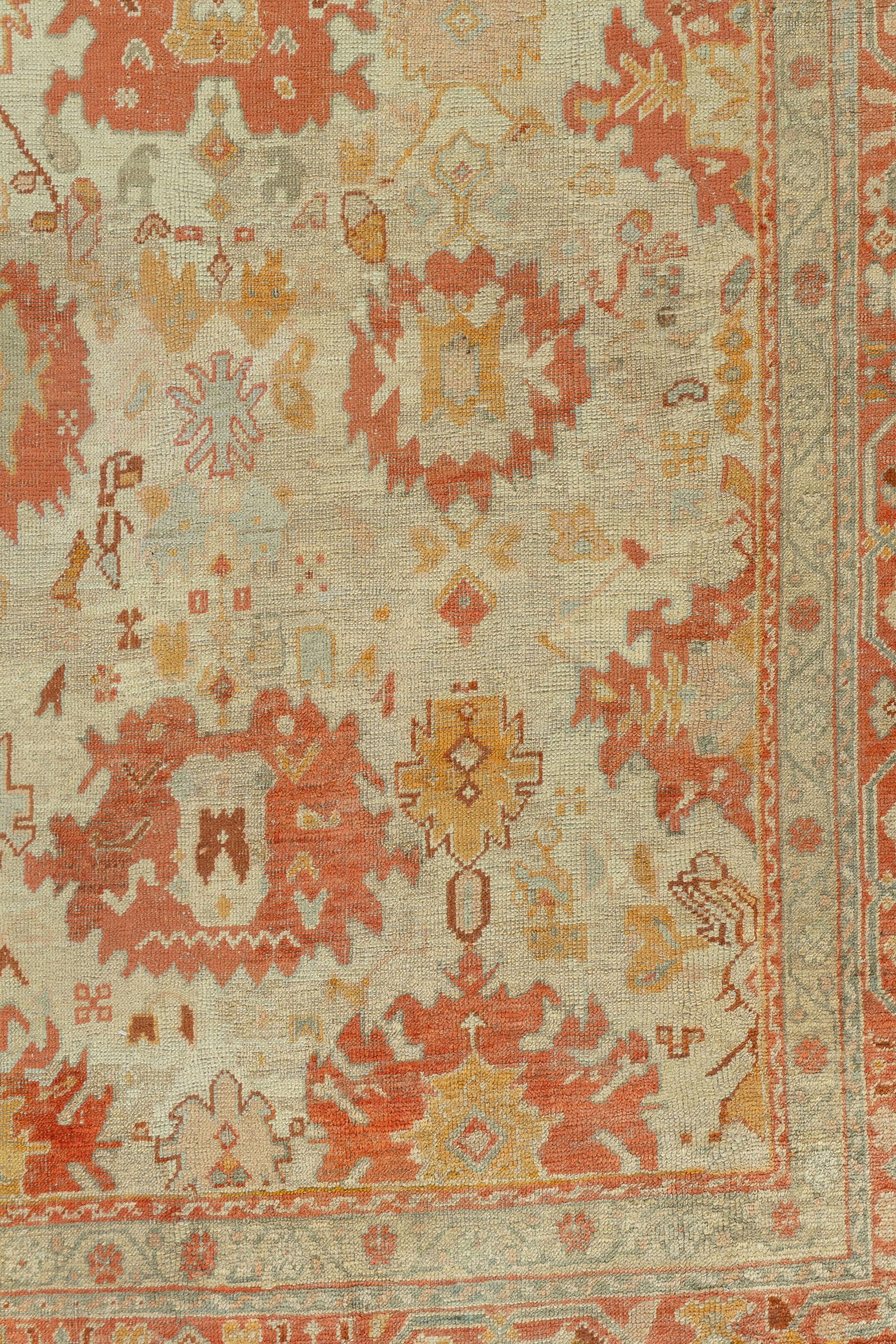Laine Ancien tapis turc Oushak 13'7 x 17'. en vente
