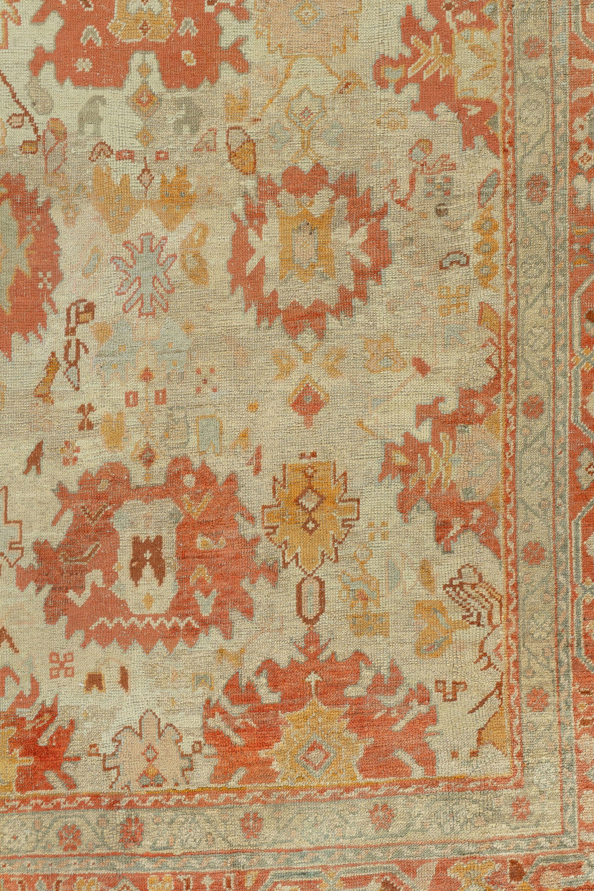 Antique Oversize Turkish Oushak SWool Hand Knotted Rug For Sale 2