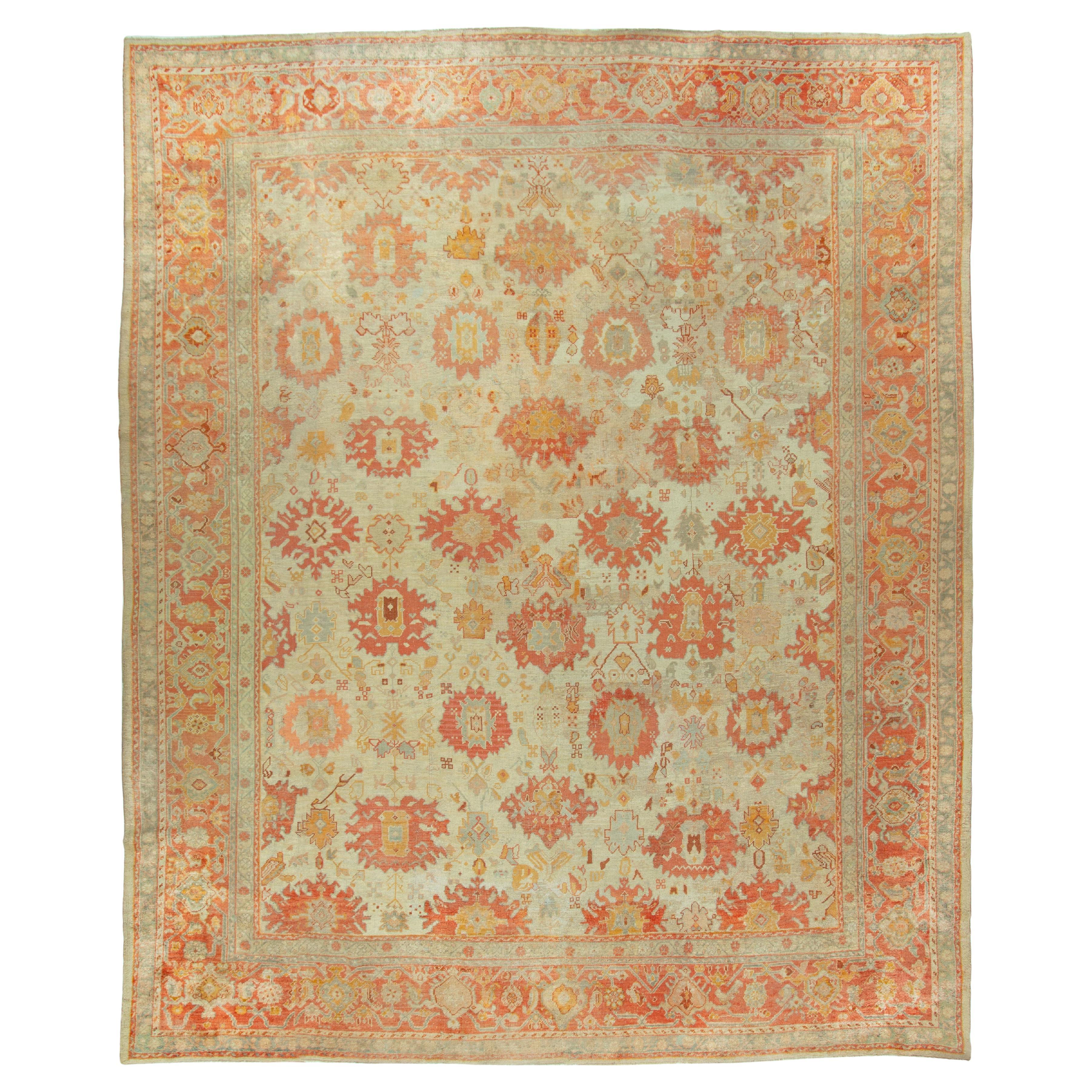 Antique Oversize Turkish Oushak SWool Hand Knotted Rug