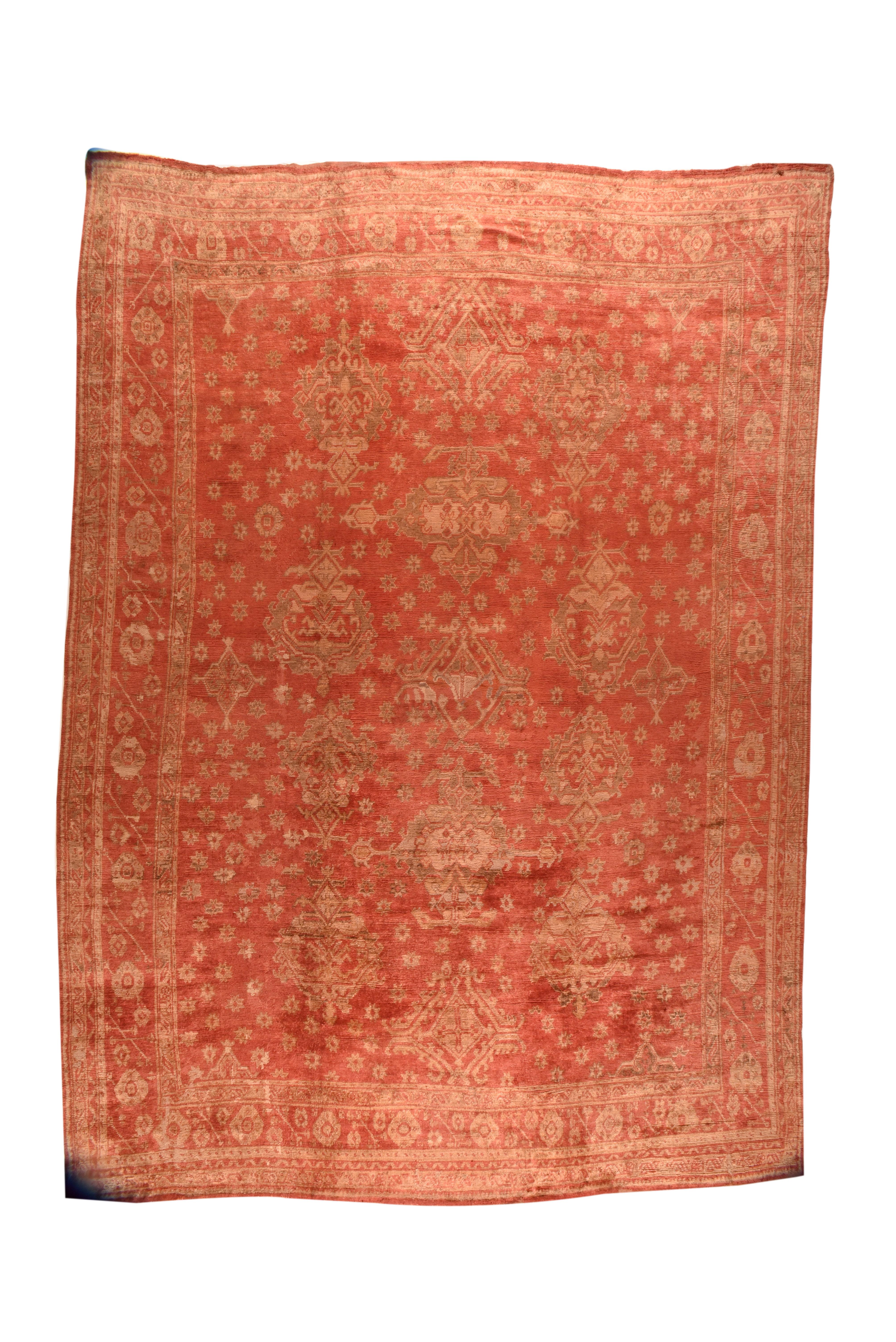 Antiker türkischer Oushak-Teppich 14'2 x 20'6 im Zustand „Gut“ im Angebot in New York, NY