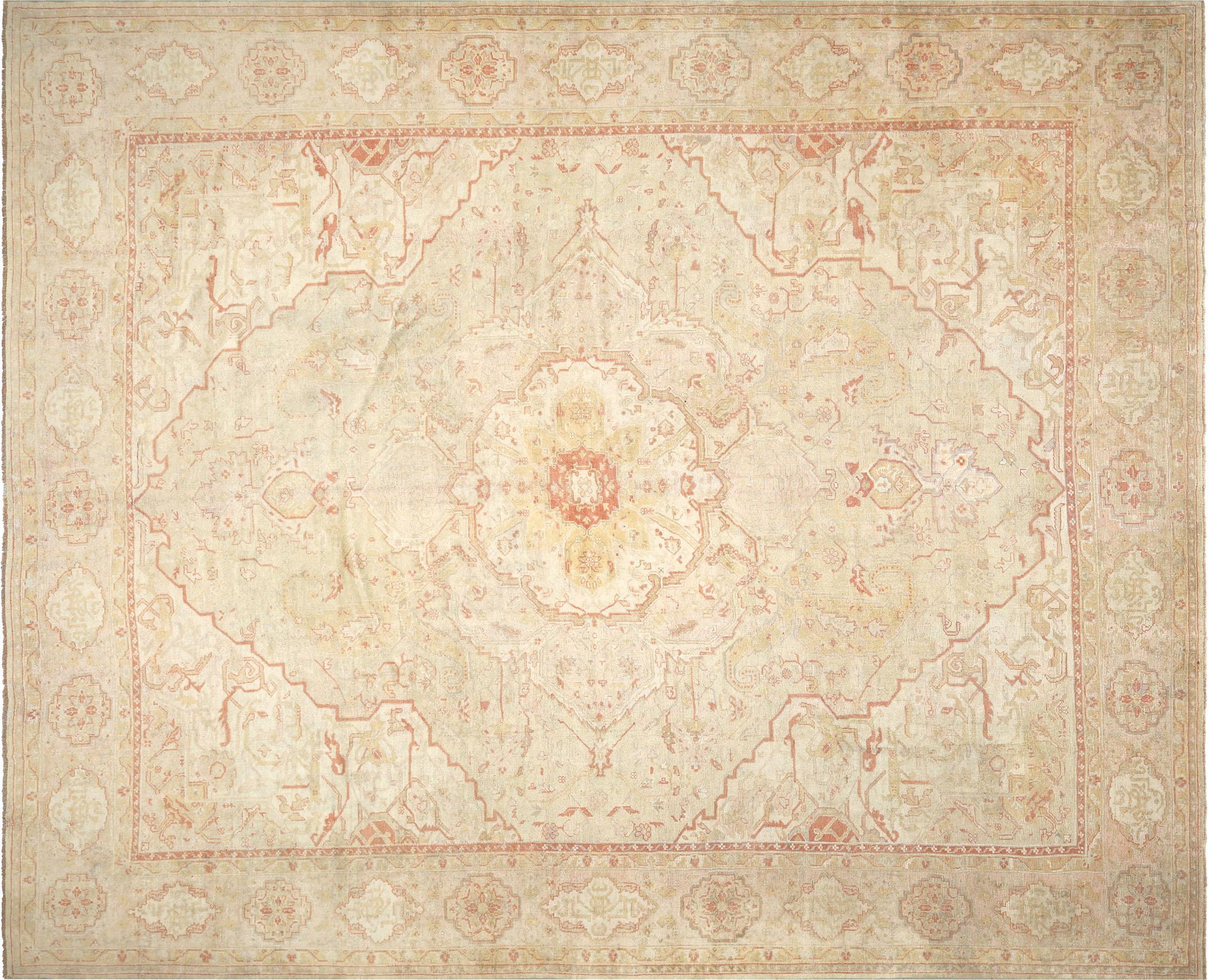 Step into a realm of refined beauty and heritage with this Antique Turkish Oushak Rug, measuring an impressive 14'8
