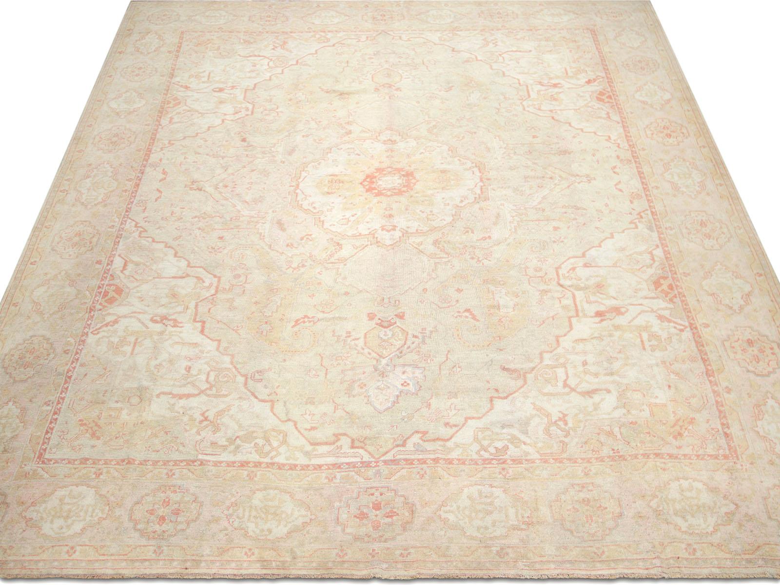 Wool Antique Turkish Oushak Rug - 14'8