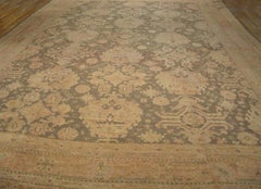 1910 Gray Brown Pink Allover Antique Turkish Oushak Carpet 16' x 21'6" Wool Rug