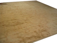 Sensational Tan-Camel Background Color With Damask Pattern Vintage Oushak Rug