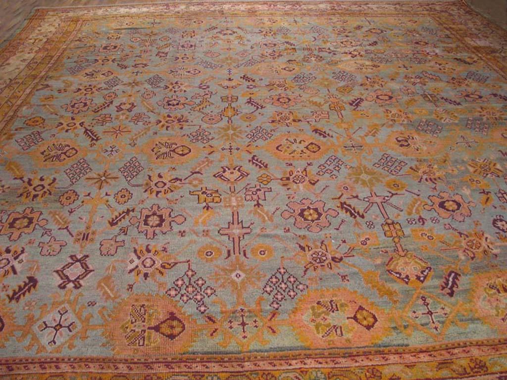 Hand-Knotted Late 19th Century Turkish Oushak Carpet ( 17'6