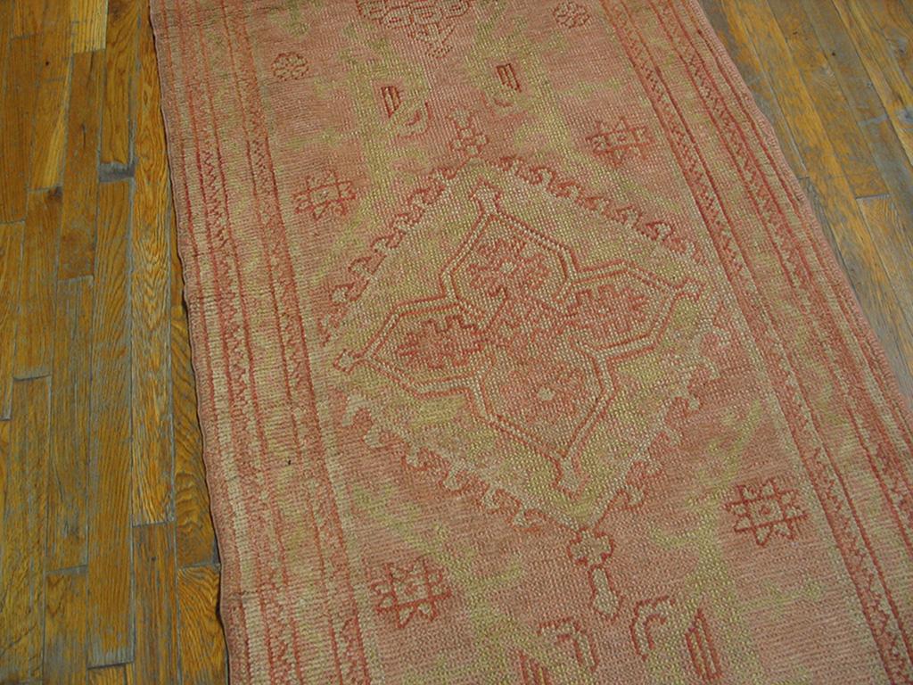 Hand-Knotted 1920s Turkish Oushak Carpet ( 3' x 12' - 90 x 365 ) For Sale