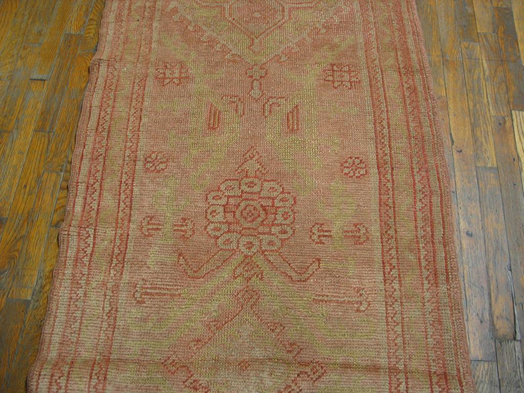 1920s Turkish Oushak Carpet ( 3' x 12' - 90 x 365 ) In Good Condition For Sale In New York, NY
