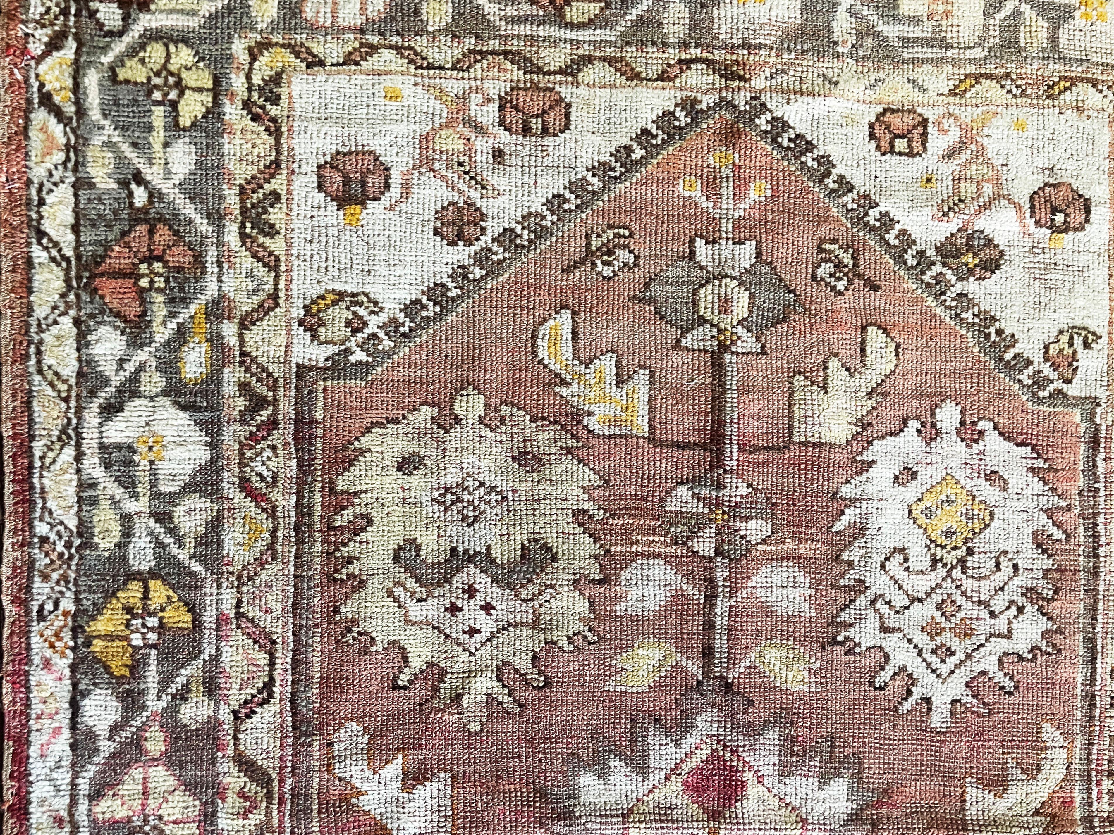 Hand-Woven Antique Turkish Oushak Rug, 4' x 5'3