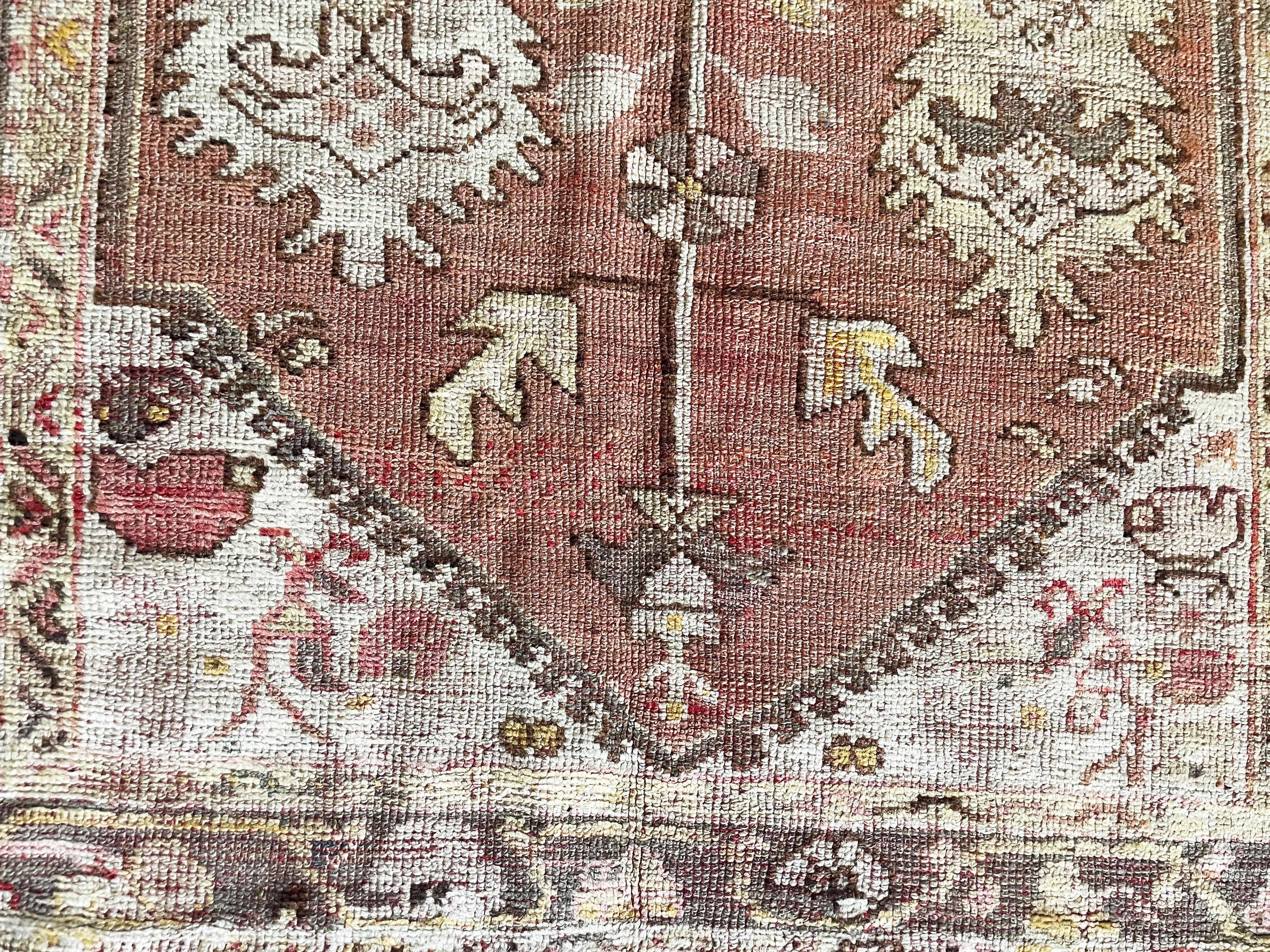 Antique Turkish Oushak Rug, 4' x 5'3