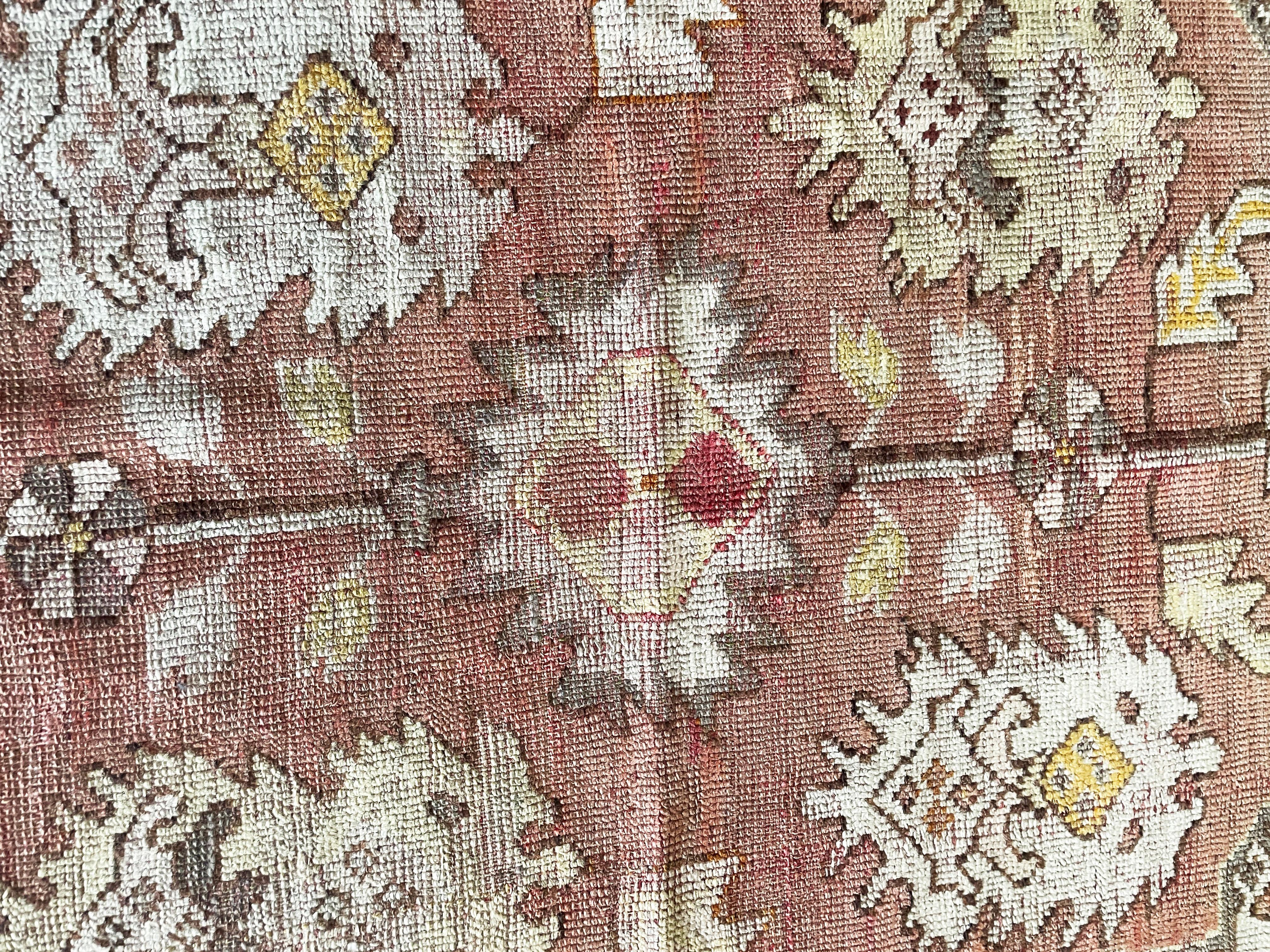 19th Century Antique Turkish Oushak Rug, 4' x 5'3