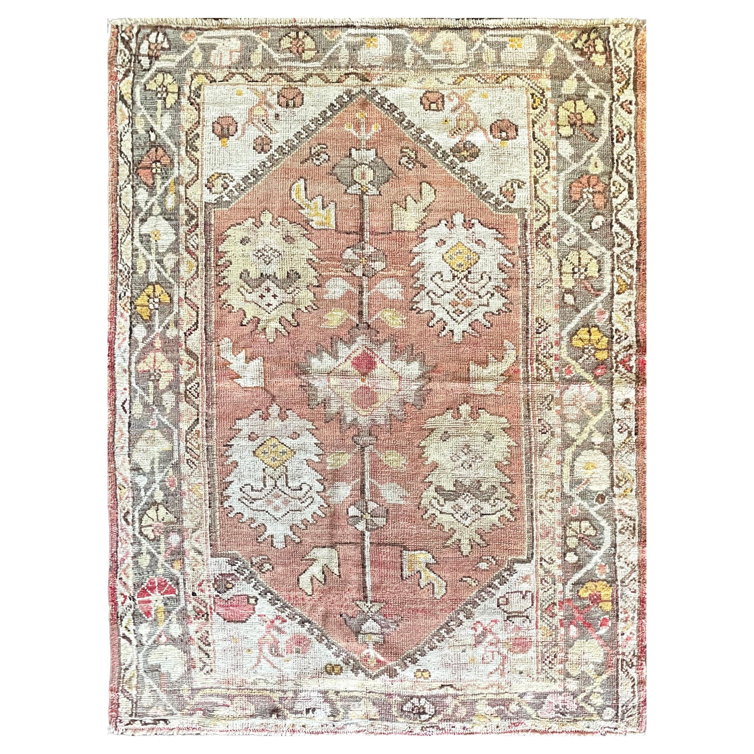 Antique Turkish Oushak Rug, 4' x 5'3"