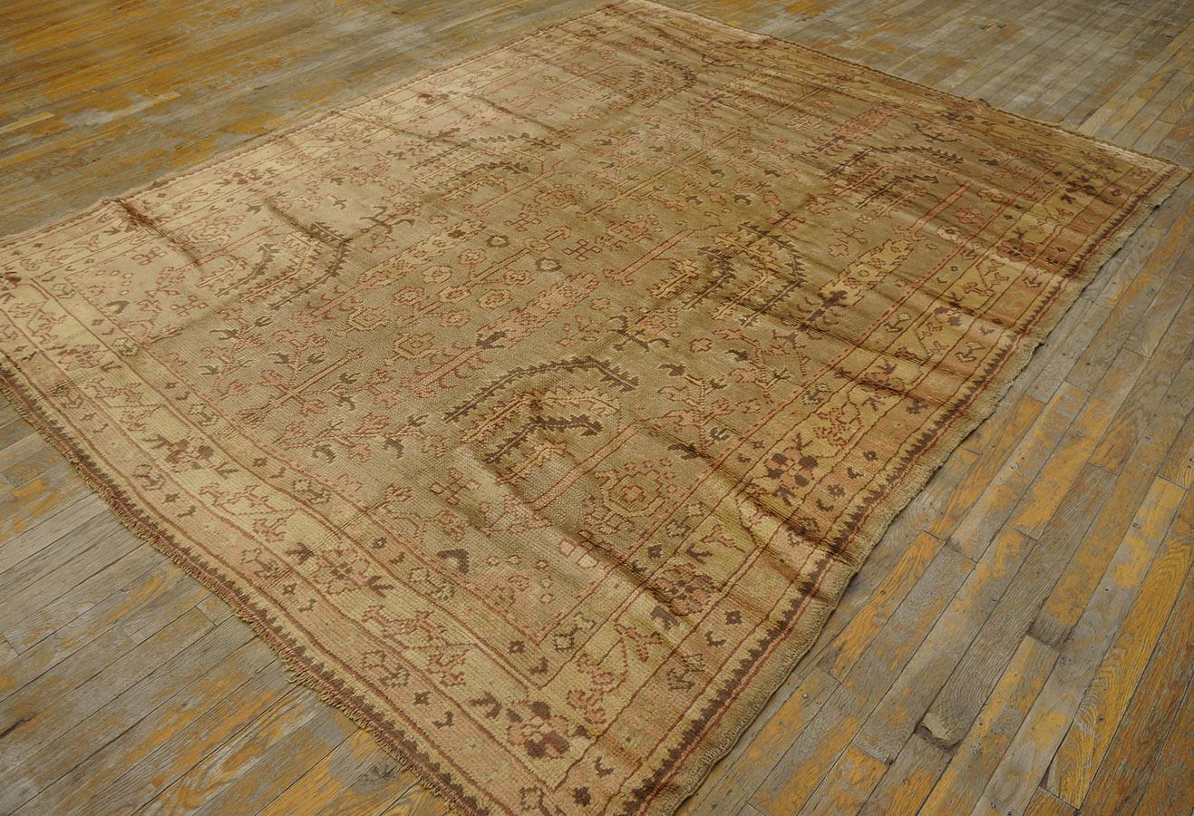Hand-Knotted Early 20th Century Turkish Oushak Carpet ( 6'9