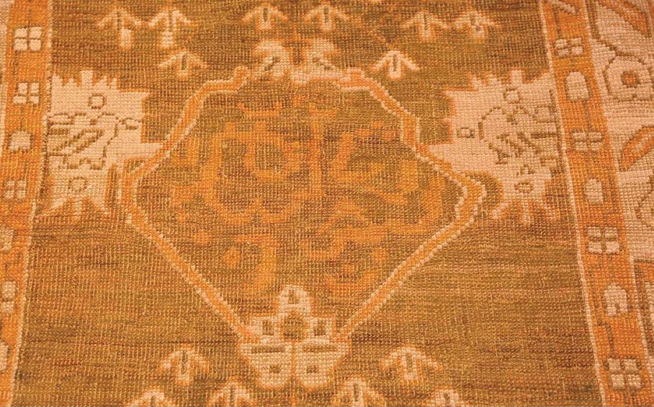 Antique Turkish Oushak Rug In Fair Condition For Sale In Motley, MN