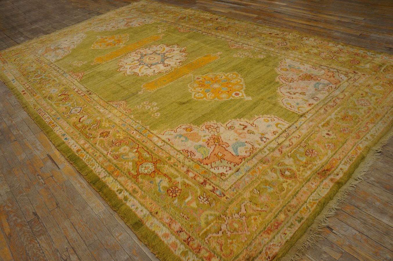 Hand-Knotted Antique Turkish Oushak Rug 7' 8'' x 13' 0'' For Sale