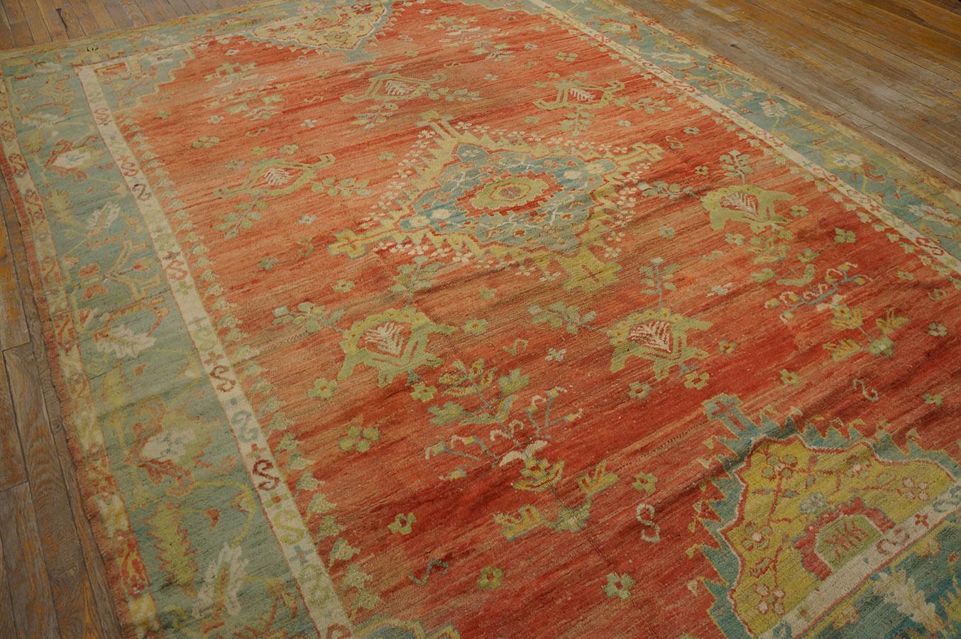 Hand-Knotted Antique Turkish Oushak Rug 7' 9'' x 10' 0'' For Sale