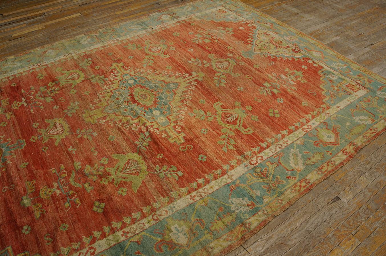 Fin du XIXe siècle Ancien tapis turc d'Oushak ancien 7' 9'' x 10' 0'' en vente