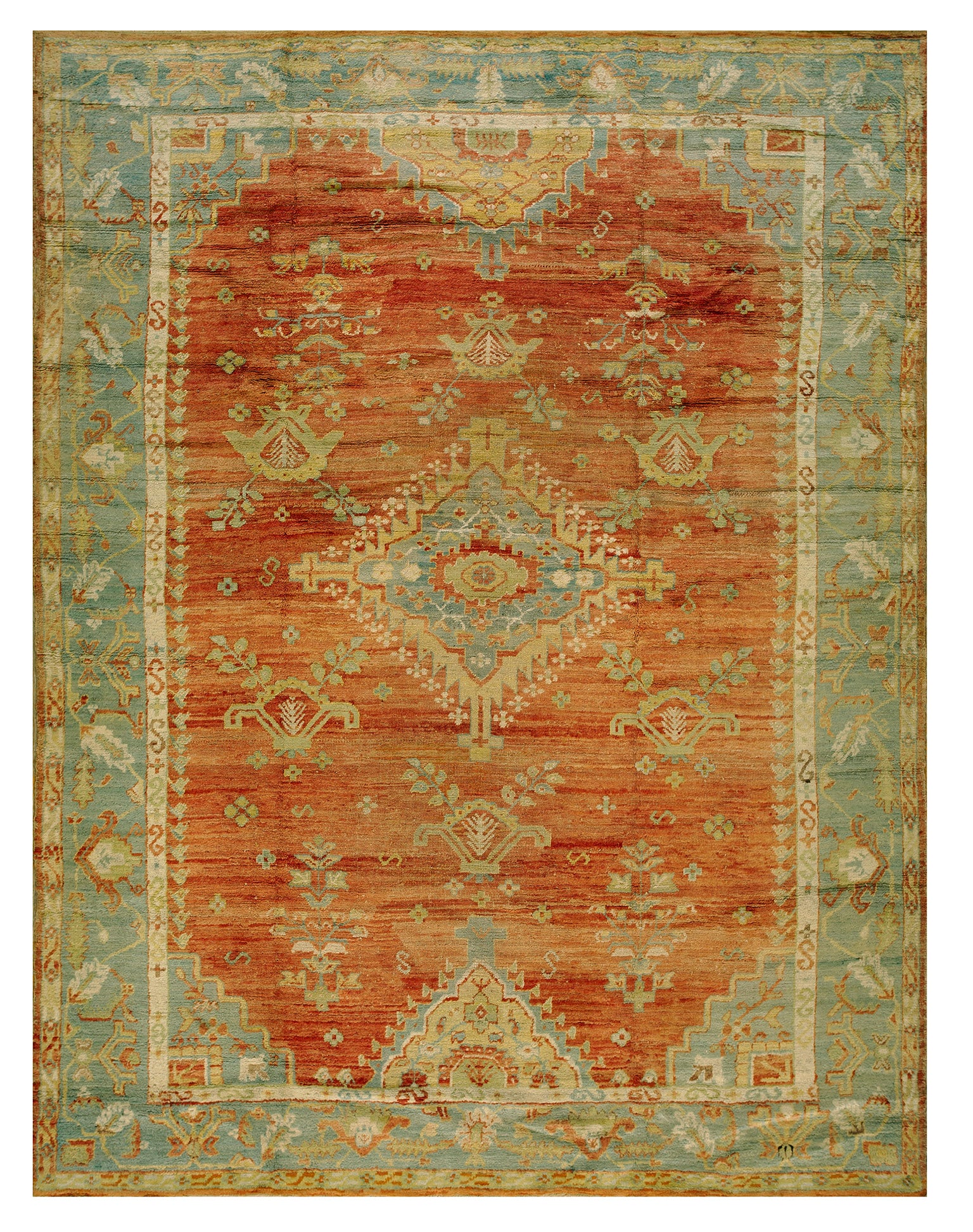 Ancien tapis turc d'Oushak ancien 7' 9'' x 10' 0'' en vente