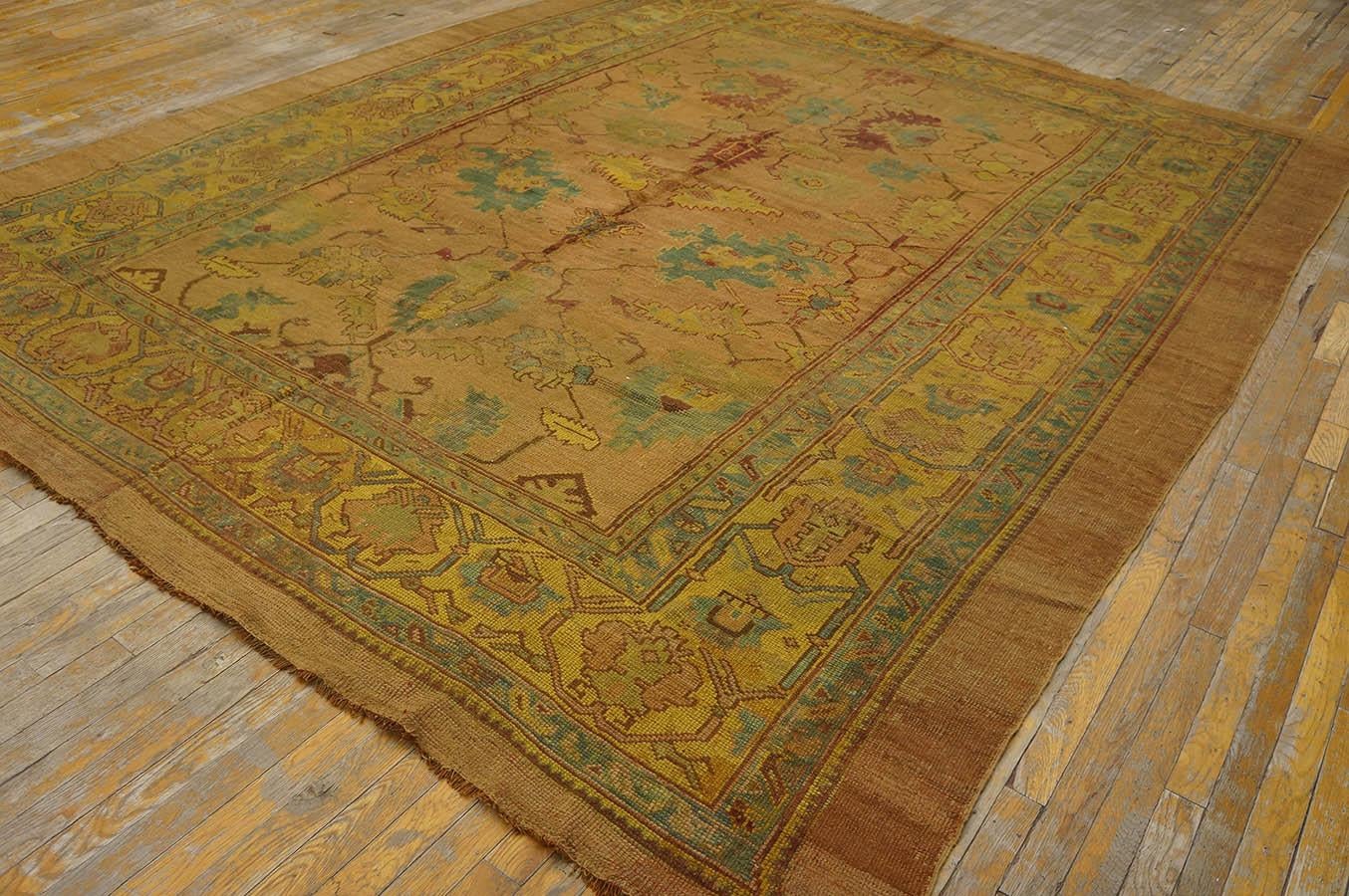 Hand-Knotted 19th Century Turkish Oushak Carpet ( 8'9'' x 10'10'' - 266 x 330 ) For Sale