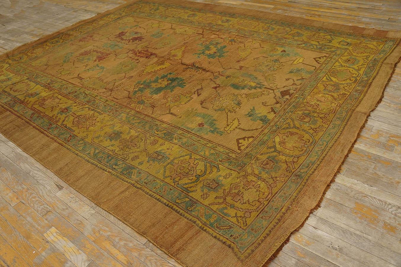 19th Century Turkish Oushak Carpet ( 8'9'' x 10'10'' - 266 x 330 ) In Good Condition For Sale In New York, NY