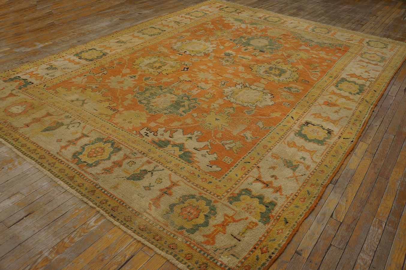 Hand-Knotted Late 19th Century Turkish Anatolian Oushak Carpet (8'4''x 11'2'' - 254 x 340 cm) For Sale