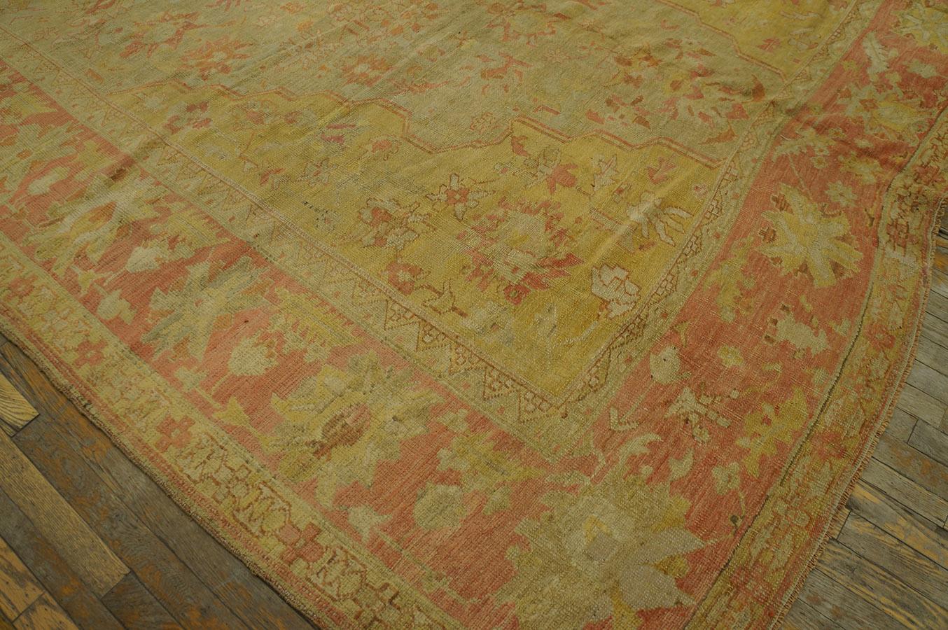 19th Century Turkish Oushak Carpet ( 9'2'' x 13'8'' - 280 x 416 ) For Sale 6