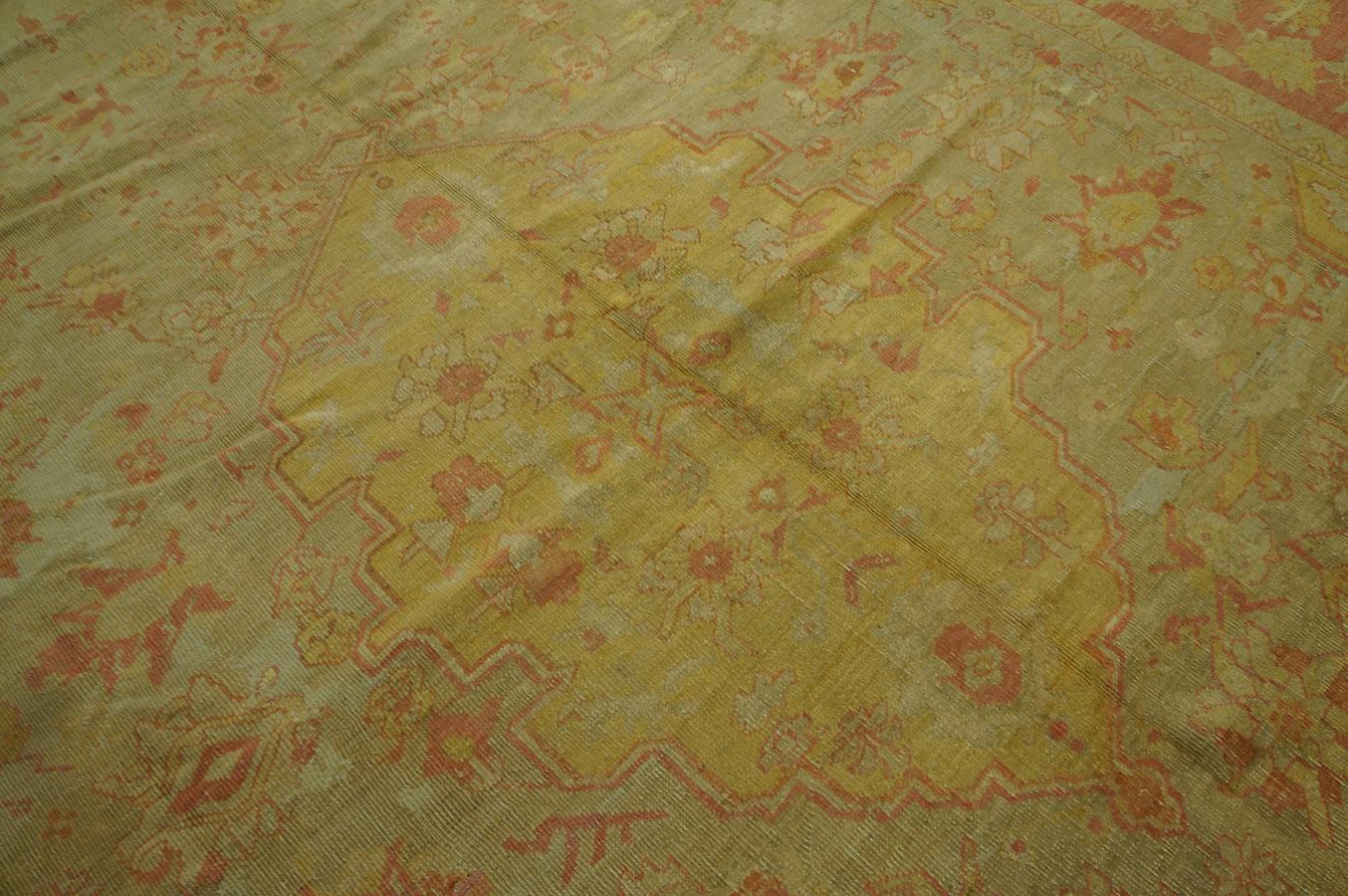 19th Century Turkish Oushak Carpet ( 9'2'' x 13'8'' - 280 x 416 ) For Sale 8