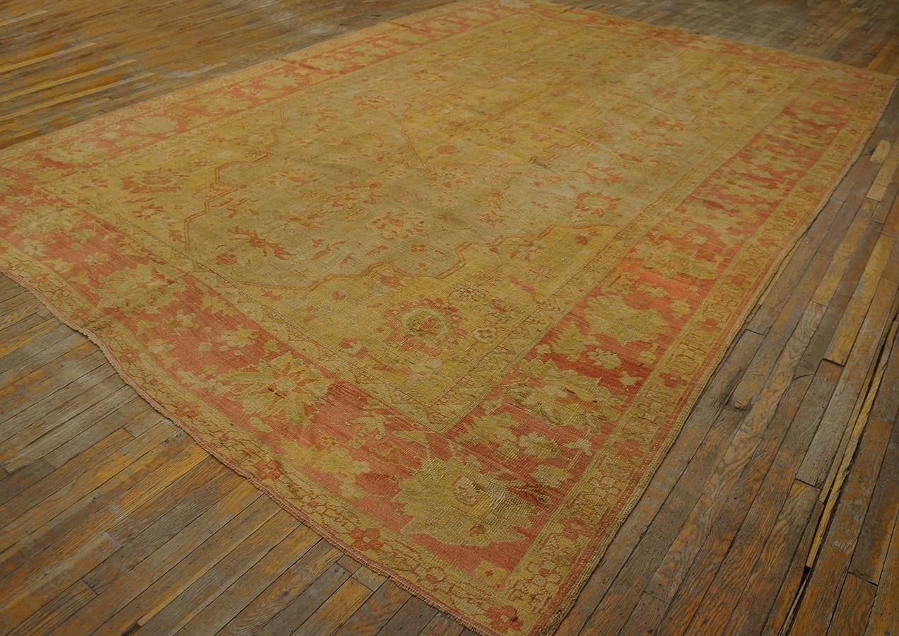 Hand-Knotted 19th Century Turkish Oushak Carpet ( 9'2'' x 13'8'' - 280 x 416 ) For Sale