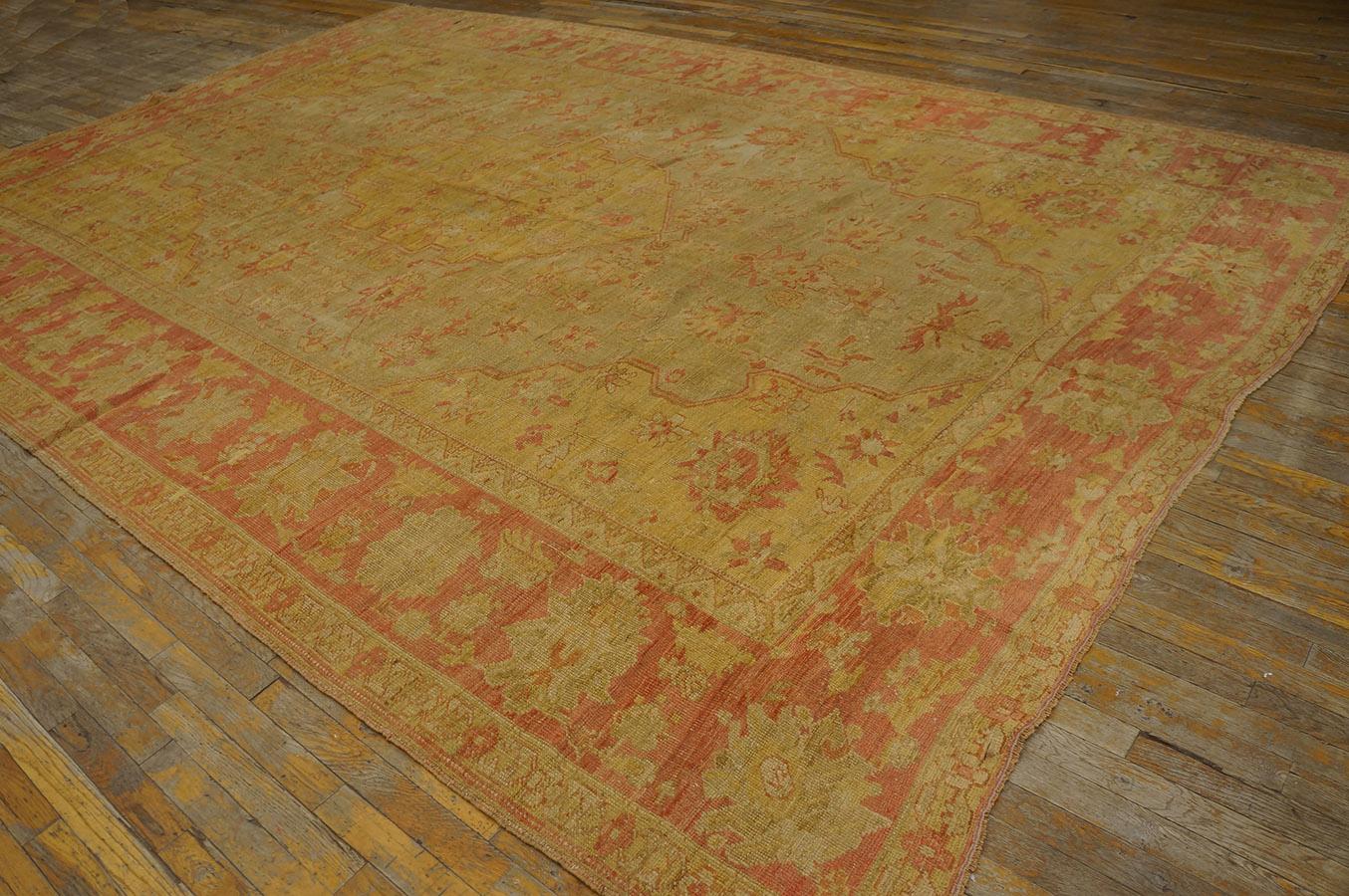 19th Century Turkish Oushak Carpet ( 9'2'' x 13'8'' - 280 x 416 ) In Good Condition For Sale In New York, NY