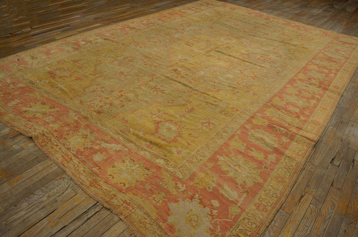 19th Century Turkish Oushak Carpet ( 9'2'' x 13'8'' - 280 x 416 ) For Sale 2