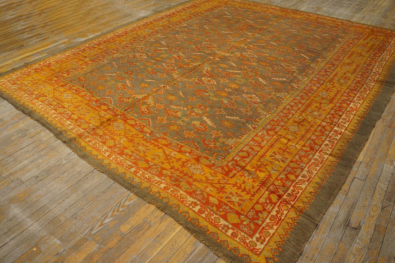 Hand-Knotted Late 19th Century Turkish Oushak Carpet ( 9'7'' x 11'3'' - 292 x 343 cm) For Sale