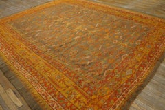 Pretty Blue-Gray Color & Decorative Geometric Pattern Antique Turkish Oushak Rug