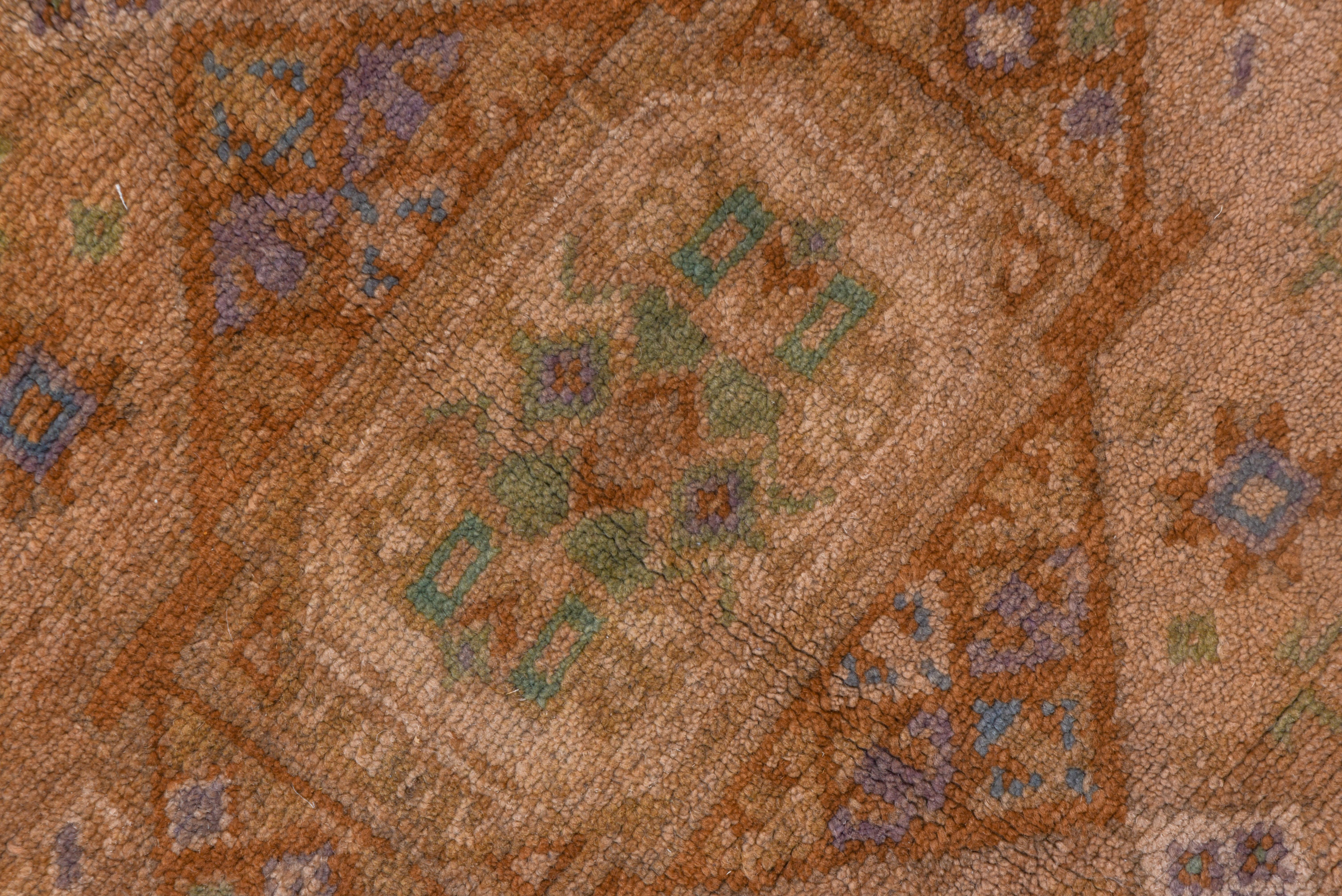 Antique Turkish Oushak Rug, Brown Field, Purple & Green Accents, Sumak Style For Sale 2