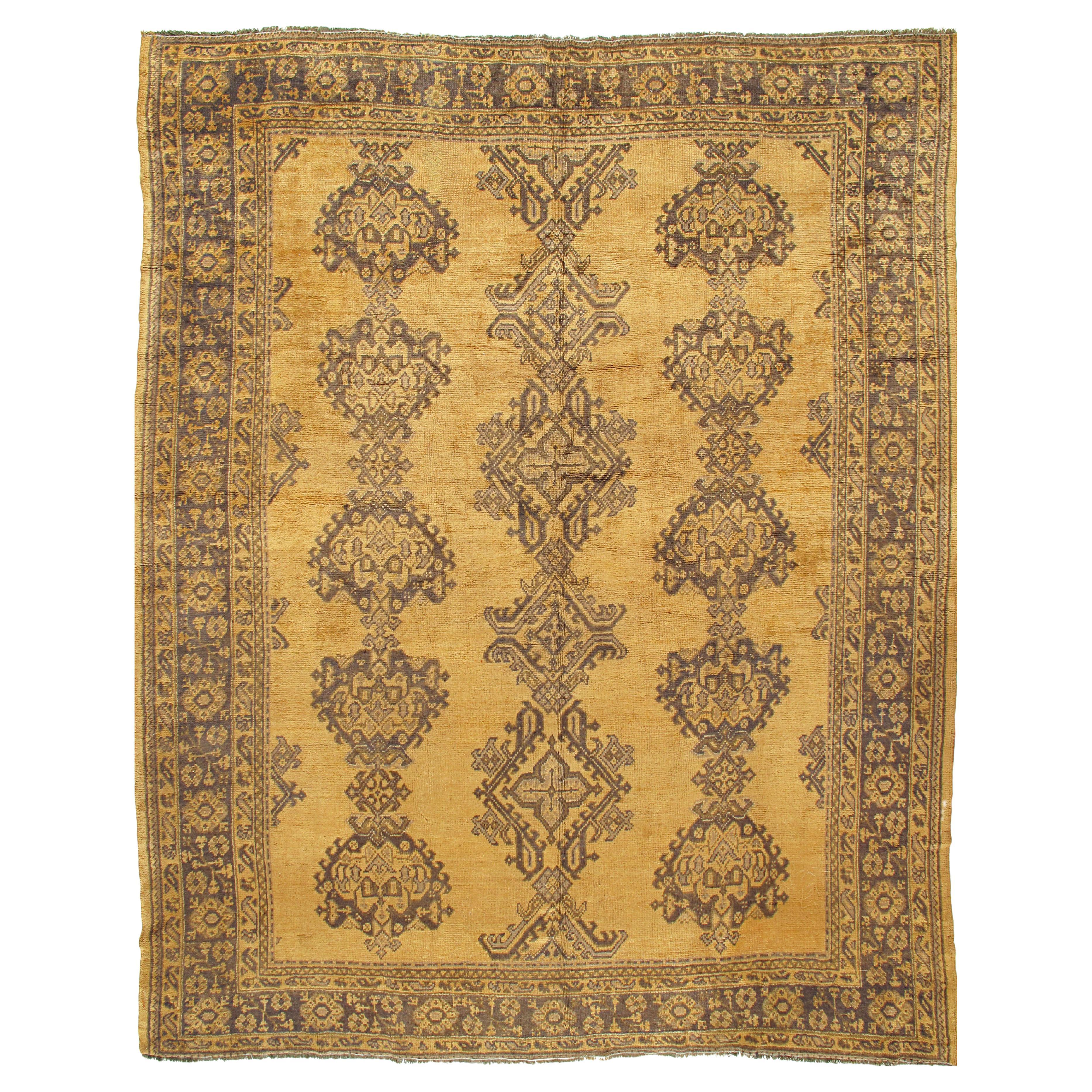 Antique Turkish Oushak Rug Carpet, circa 1900  9'4 x 11' For Sale