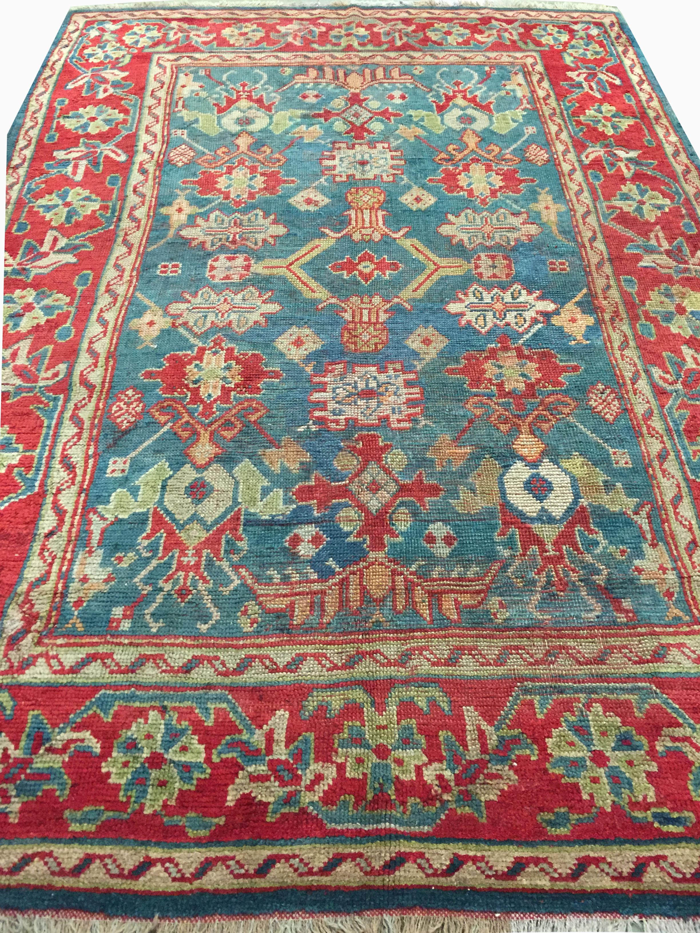 Ancien tapis turc Oushak, vers 1890  6' x 9' en vente 1