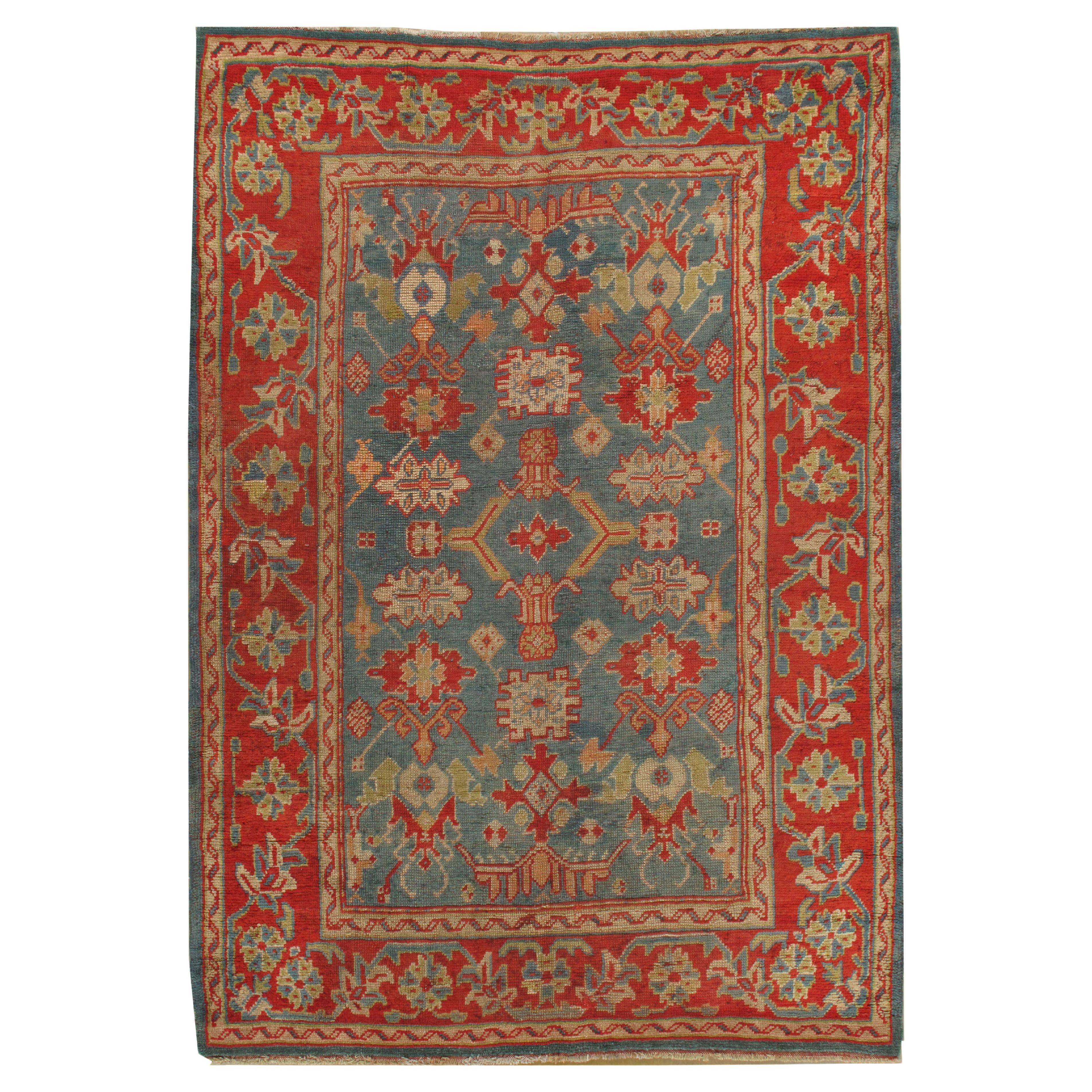 Ancien tapis turc Oushak, vers 1890  6' x 9'