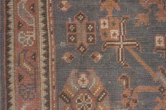 Antique Turkish Oushak Rug, Dark Gray All-Over Field, Coral Borders, circa 1920s