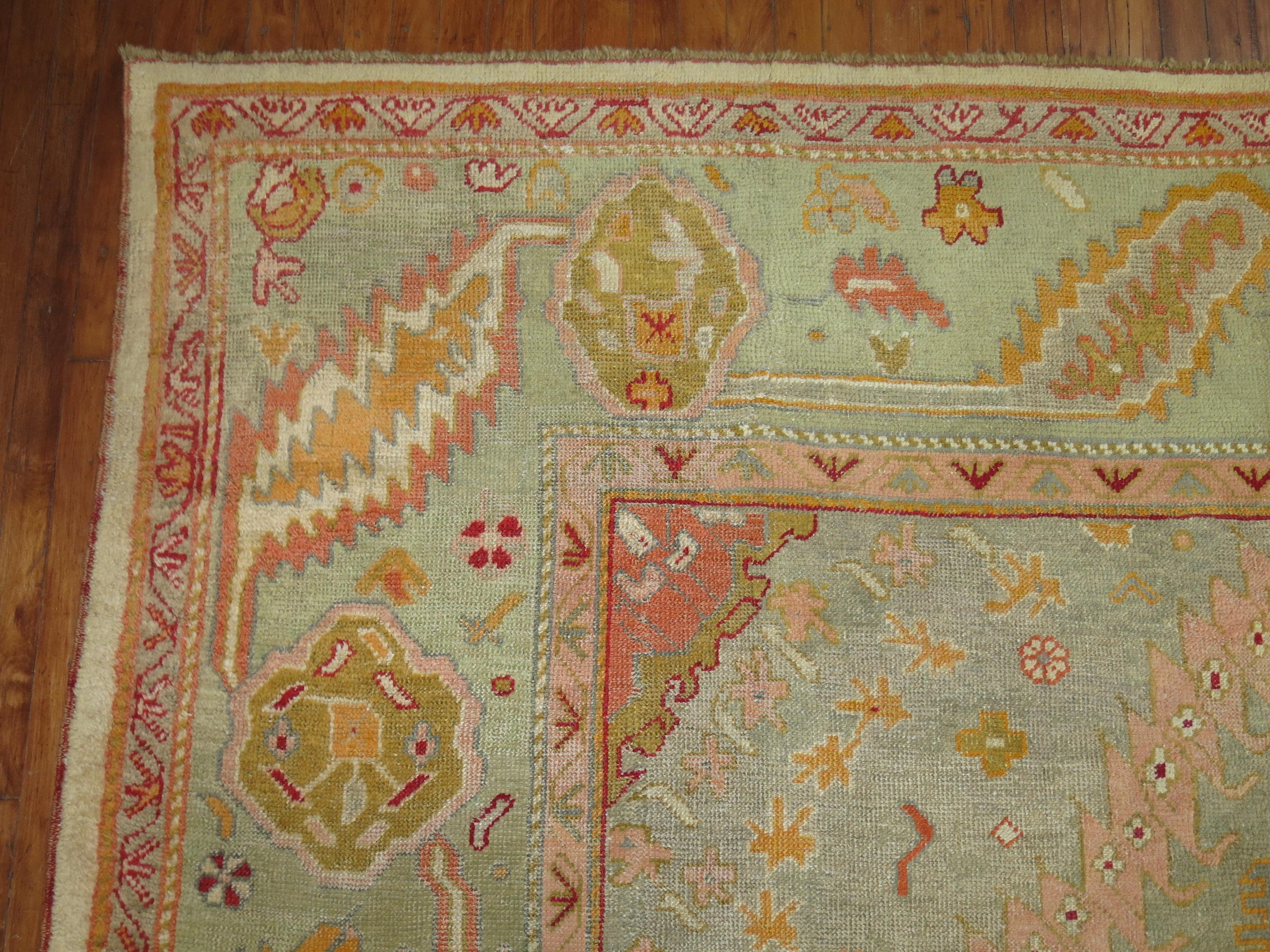 Antique Turkish Oushak Rug 4