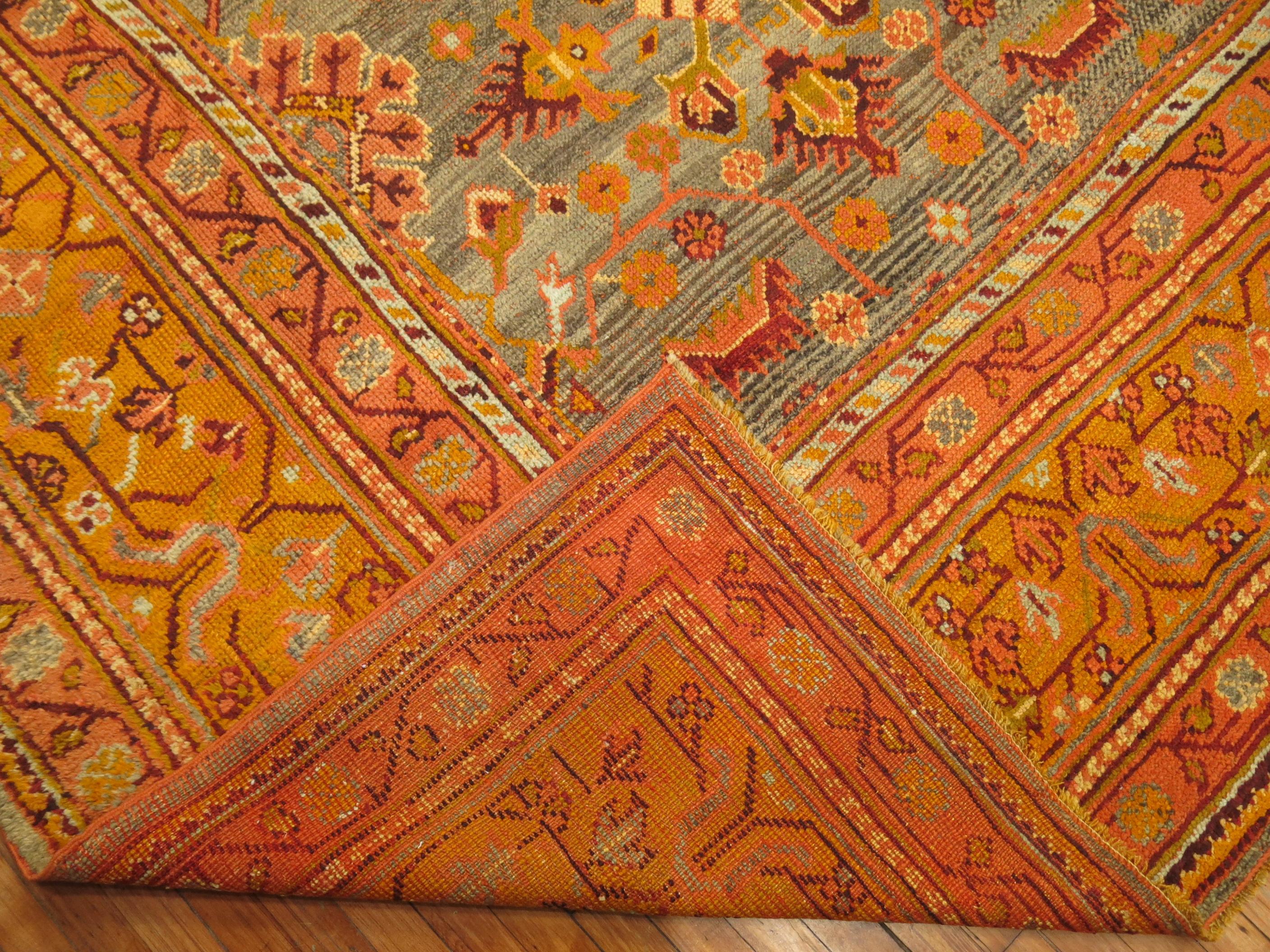 Antique Turkish Oushak Rug 4