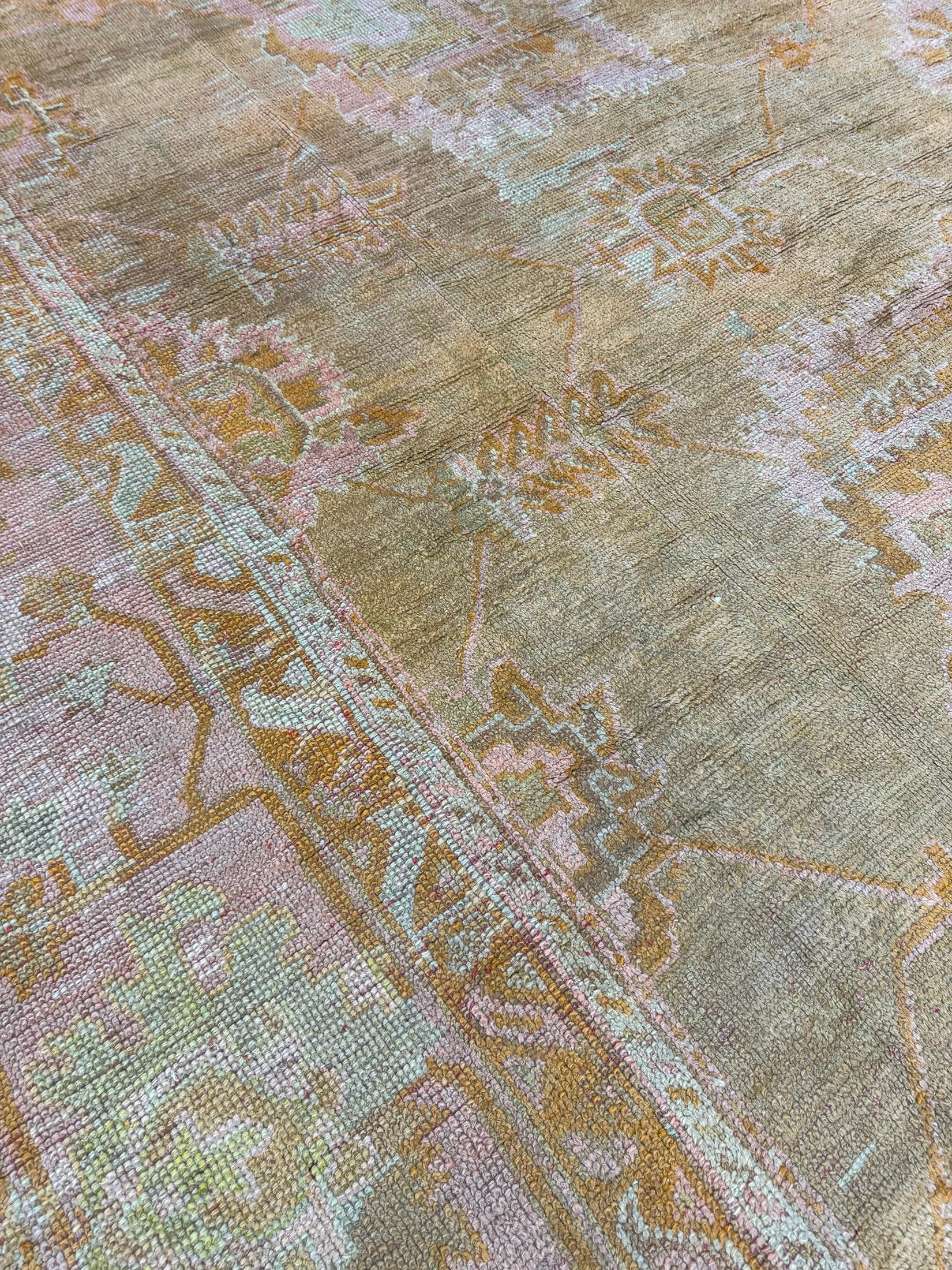 Antique Turkish Oushak Rug For Sale 2