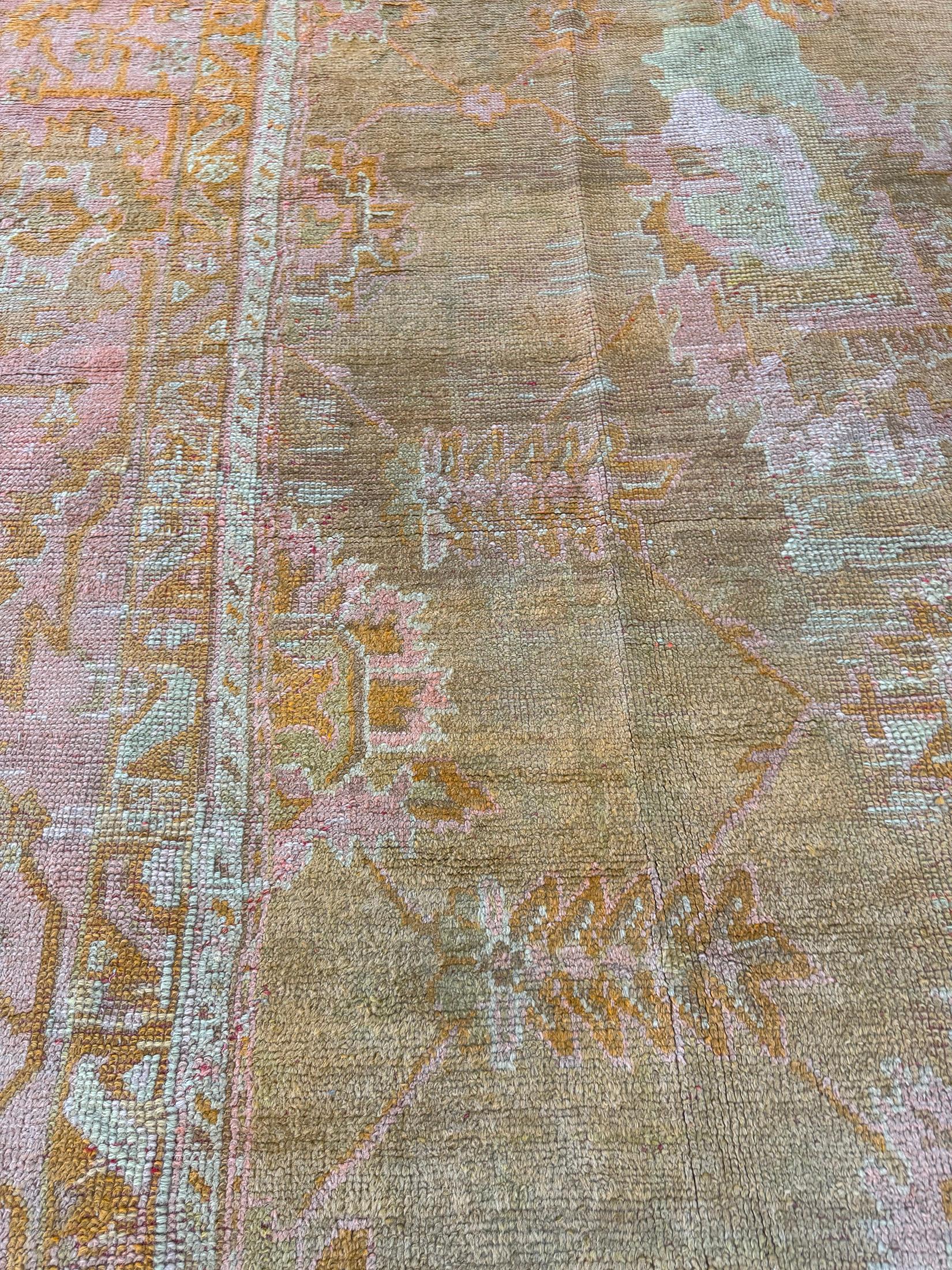 Antique Turkish Oushak Rug For Sale 3