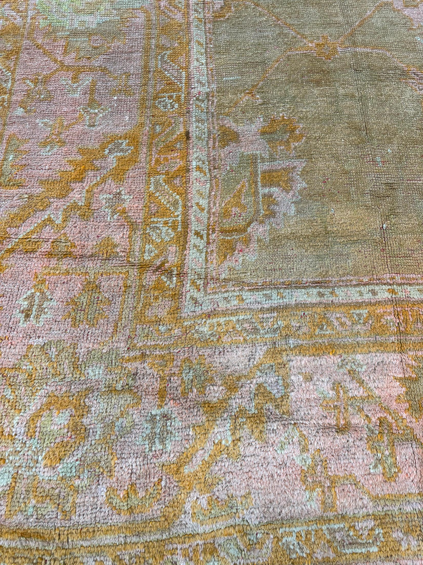 Antique Turkish Oushak Rug For Sale 4