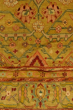 Zabihi Collection Large Green Antique Turkish Oushak Rug