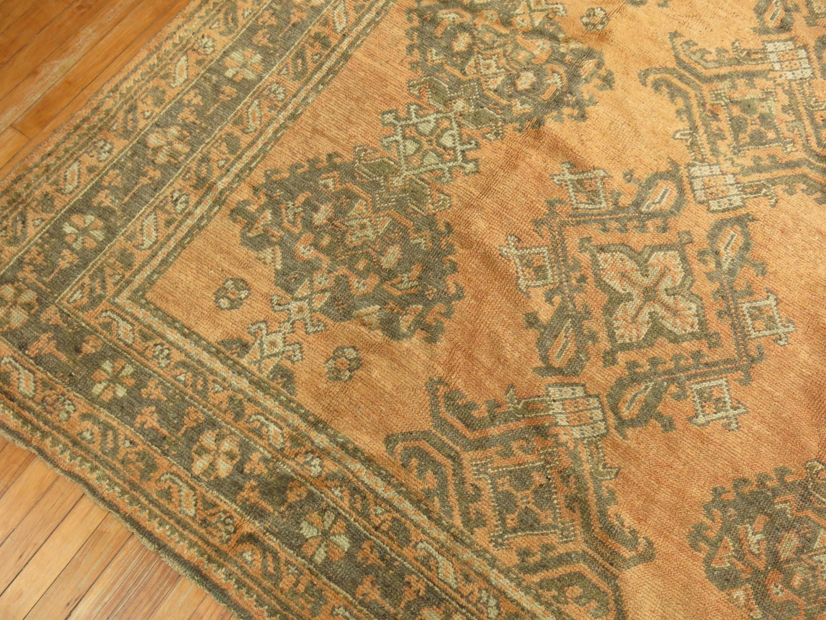 Mid-Century Modern Antique Turkish Oushak Rug