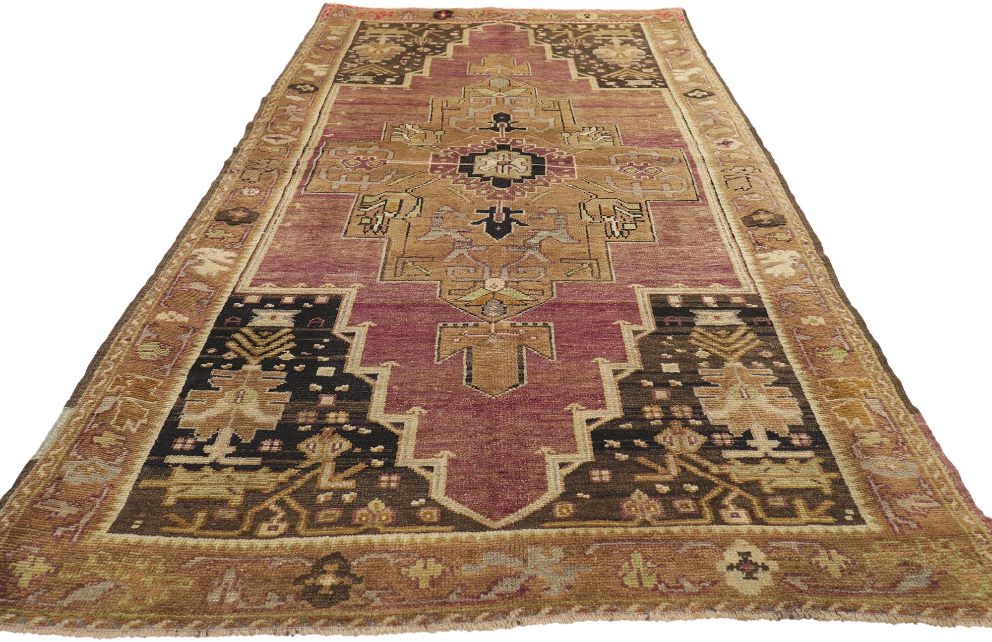 Hand-Knotted Antique Turkish Oushak Rug For Sale