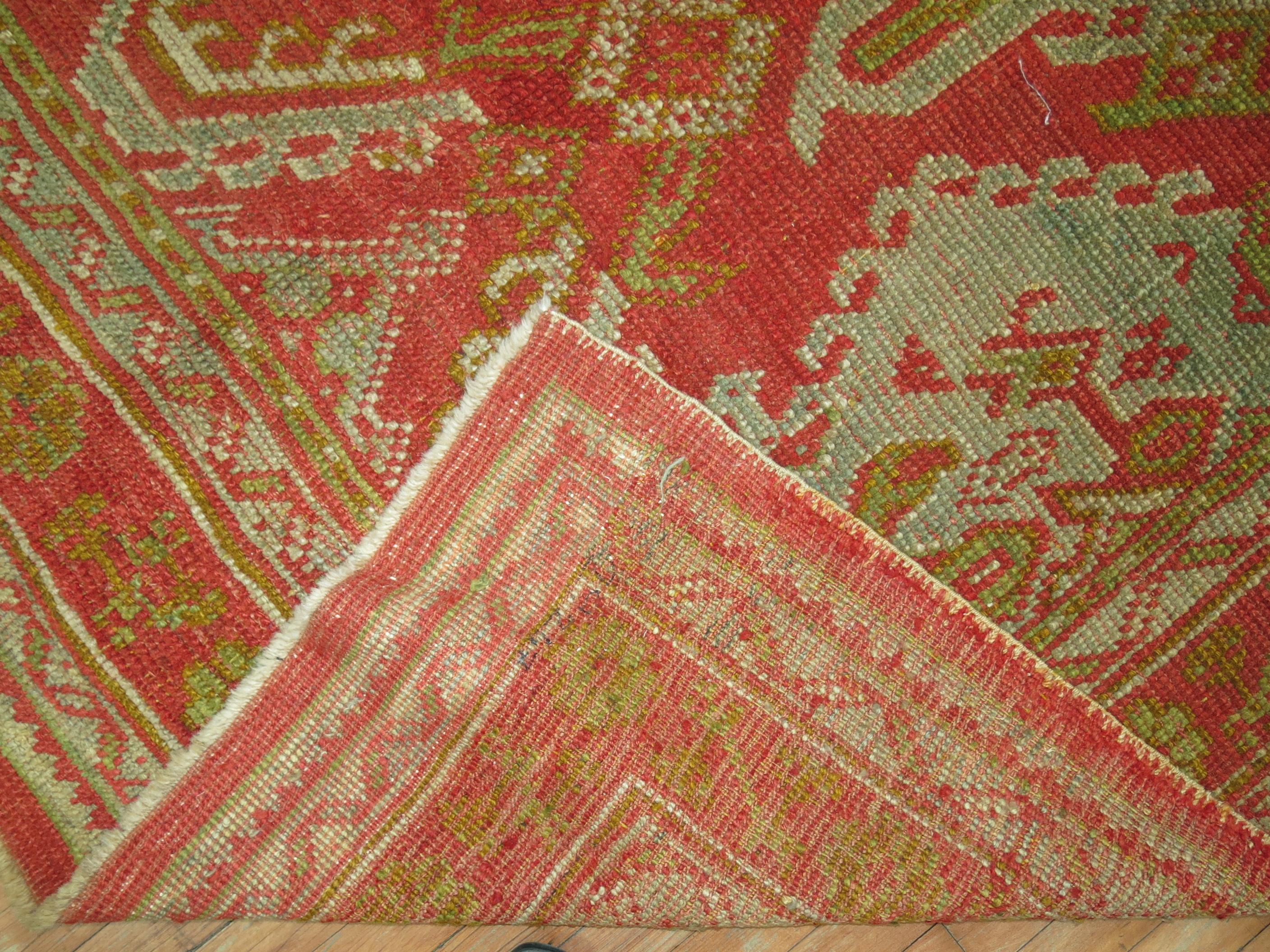 Hand-Woven Antique Turkish Oushak Rug