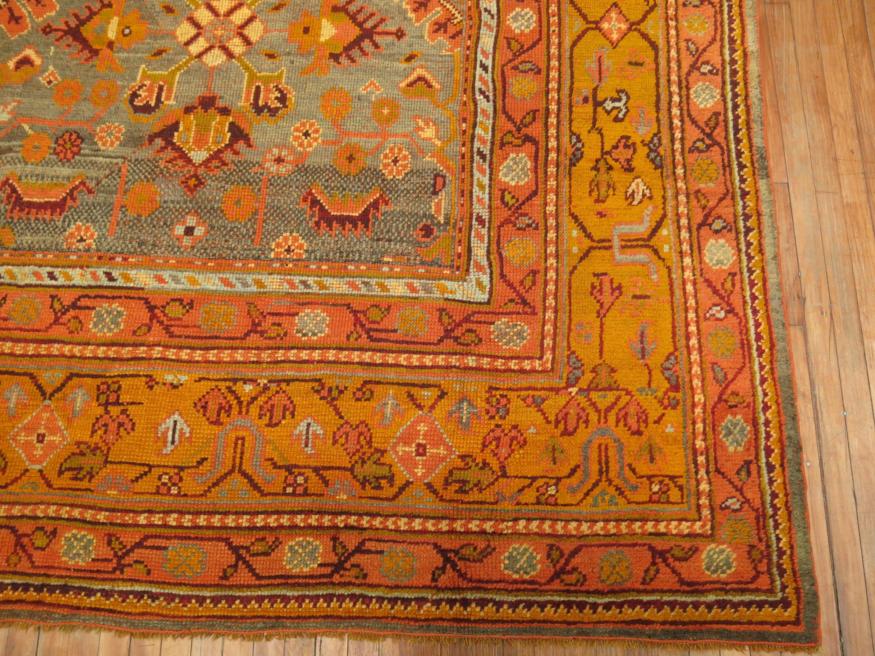 Antique Turkish Oushak Rug In Good Condition In New York, NY