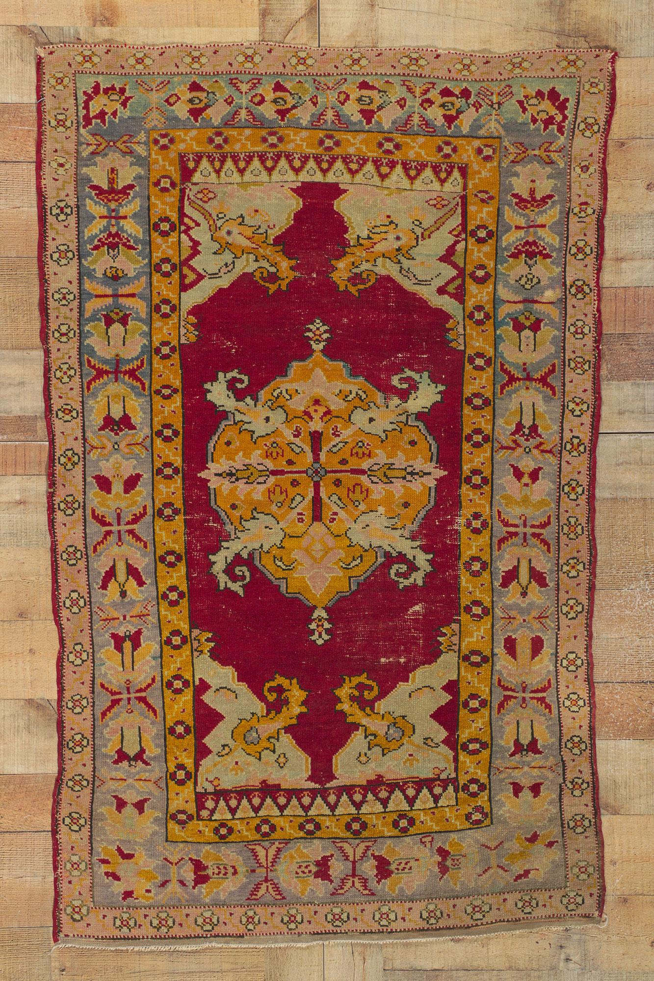 20th Century Antique Turkish Oushak Rug For Sale