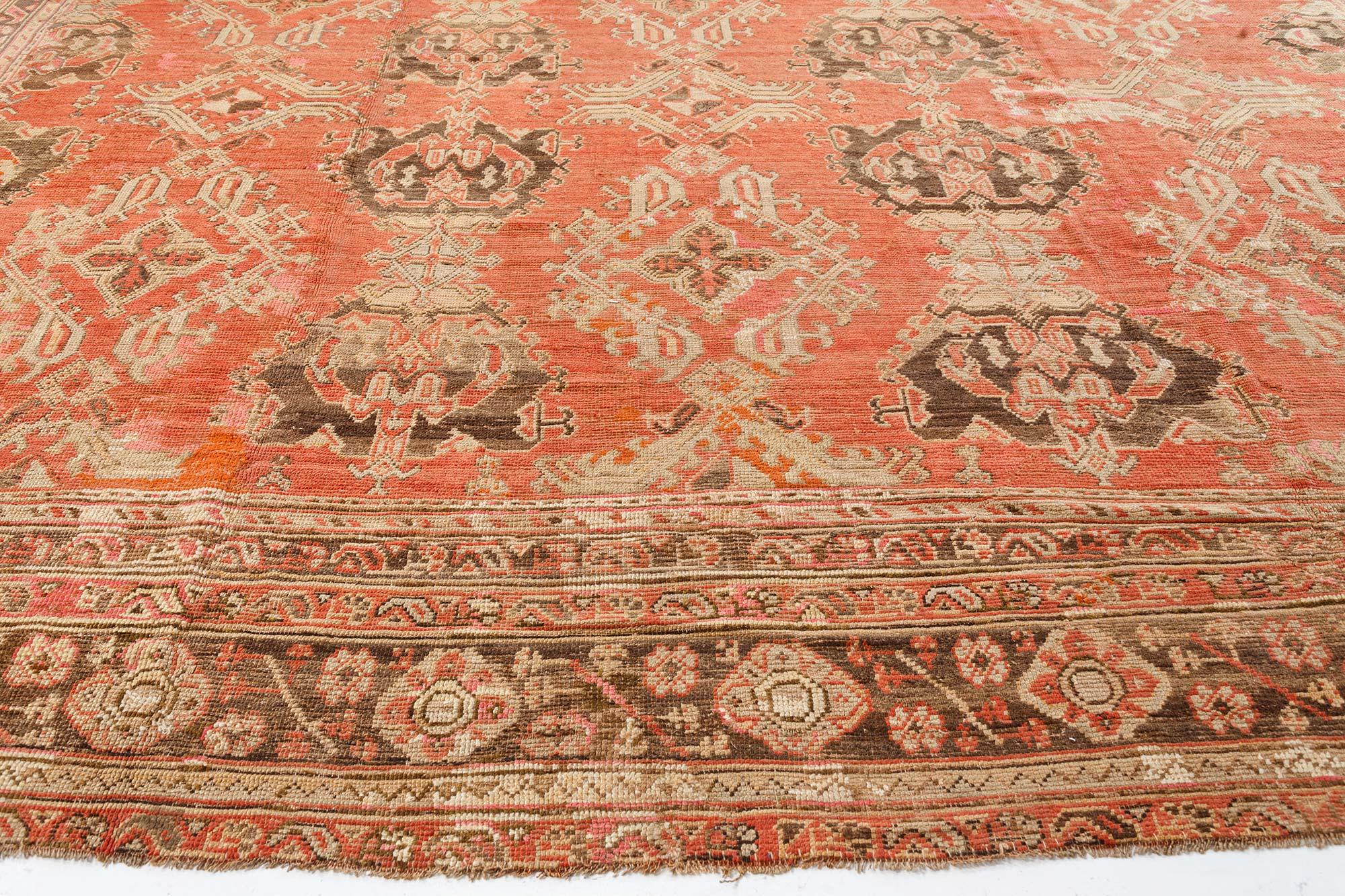 Oversized Vintage Turkish Oushak Handmade Wool Rug For Sale 1