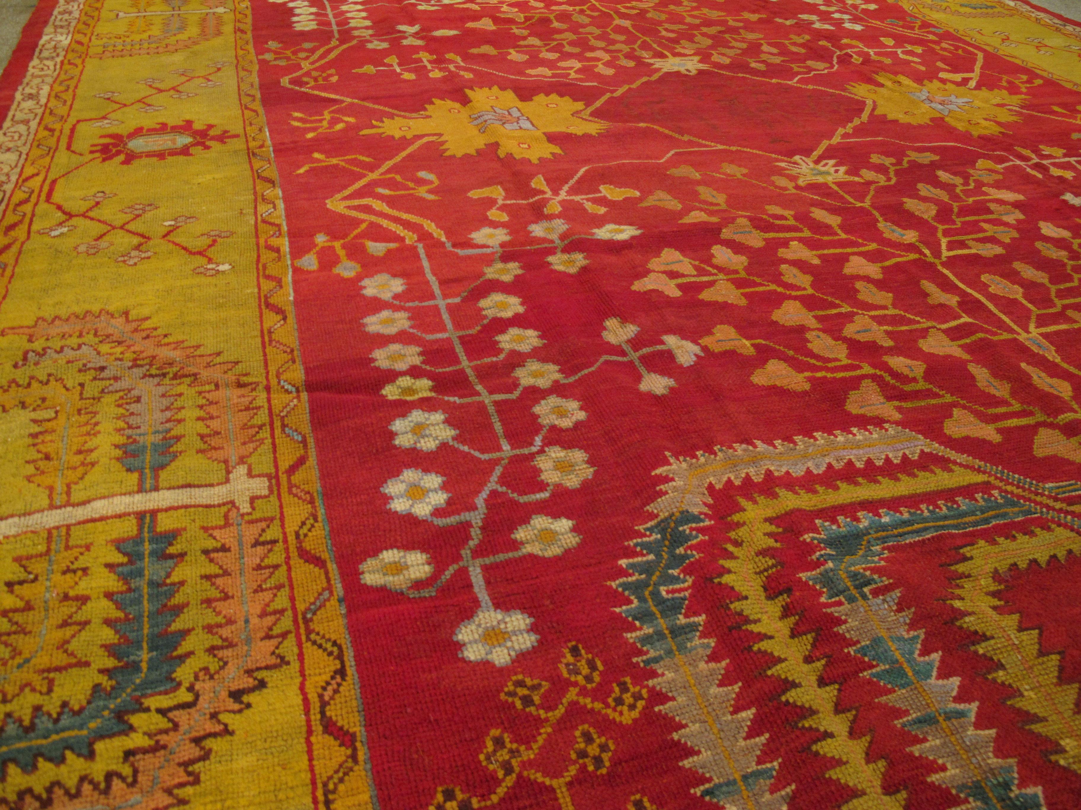 Wool Antique Turkish Oushak Rug For Sale