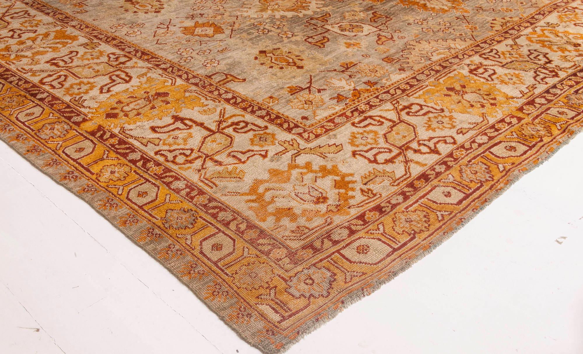 Doris Leslie Blau Antique Turkish Oushak Handwoven Wool Rug For Sale 2